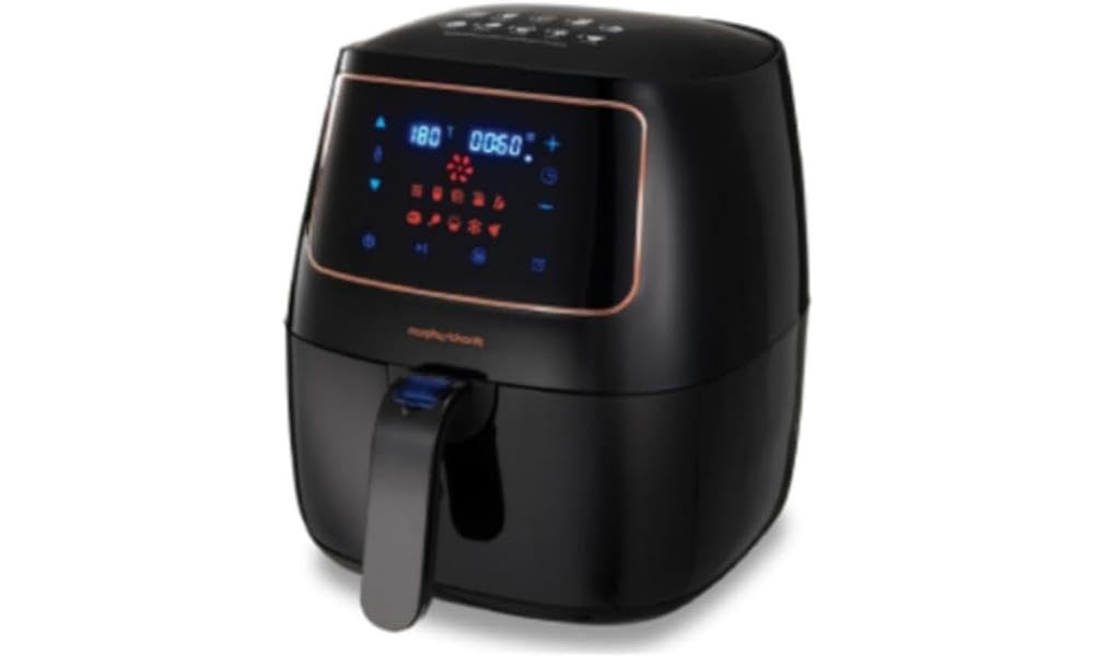 Morphy Richards Digital Dual Zone Airfryer, Compact Space Saving 7.2L, Easy View Windows, Touch Screen, Non Stick Dishwasher Safe Baskets, Healthy Oil Free & Low Fat Cooking, Black, 480020