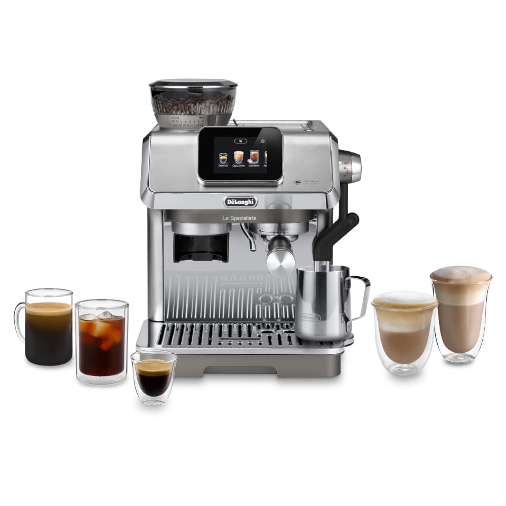 De'Longhi La Specialista Opera Espresso Machine – Cold Brew & Espresso Maker with Smart Tamping, Burr Grinder, Milk Steam Wand/Frother & 19-Bar Pressure – For Lattes & Cappuccinos