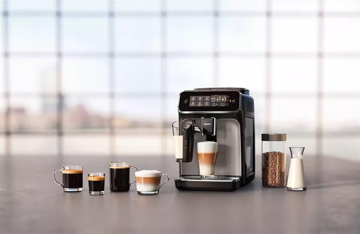 Philips 3200 Series Bean-to-Cup Espresso Machine - LatteGo Milk Frother, 5 Coffee Varieties, Intuitive Touch Display, Silver (EP3246/70)