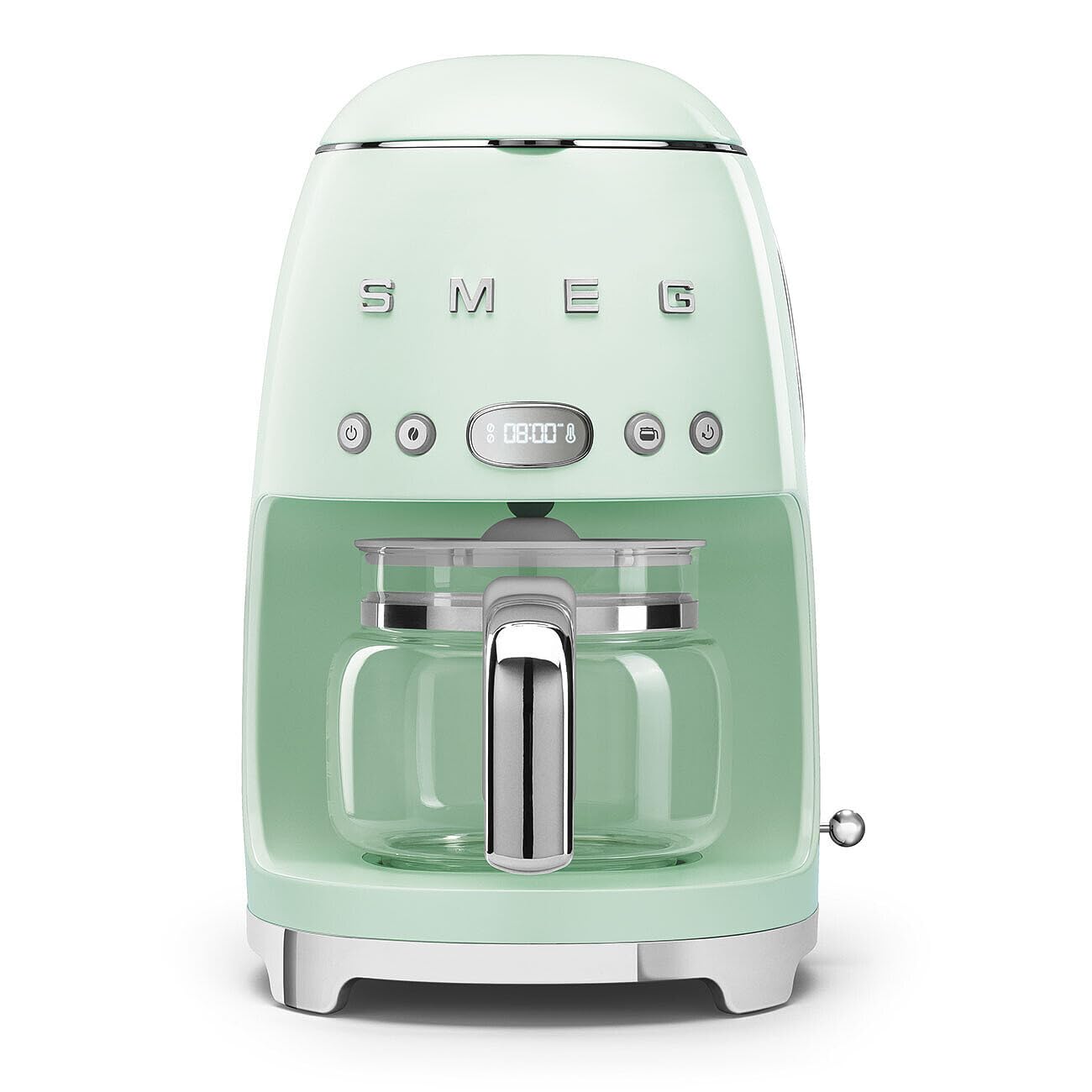 Smeg 50's Retro Style Aesthetic Drip Coffee Machine with 10 Cup Glass Carafe, Auto Start Feature, Keep Warm Plate, and Two Coffee Strength Settings (Pastel Blue)