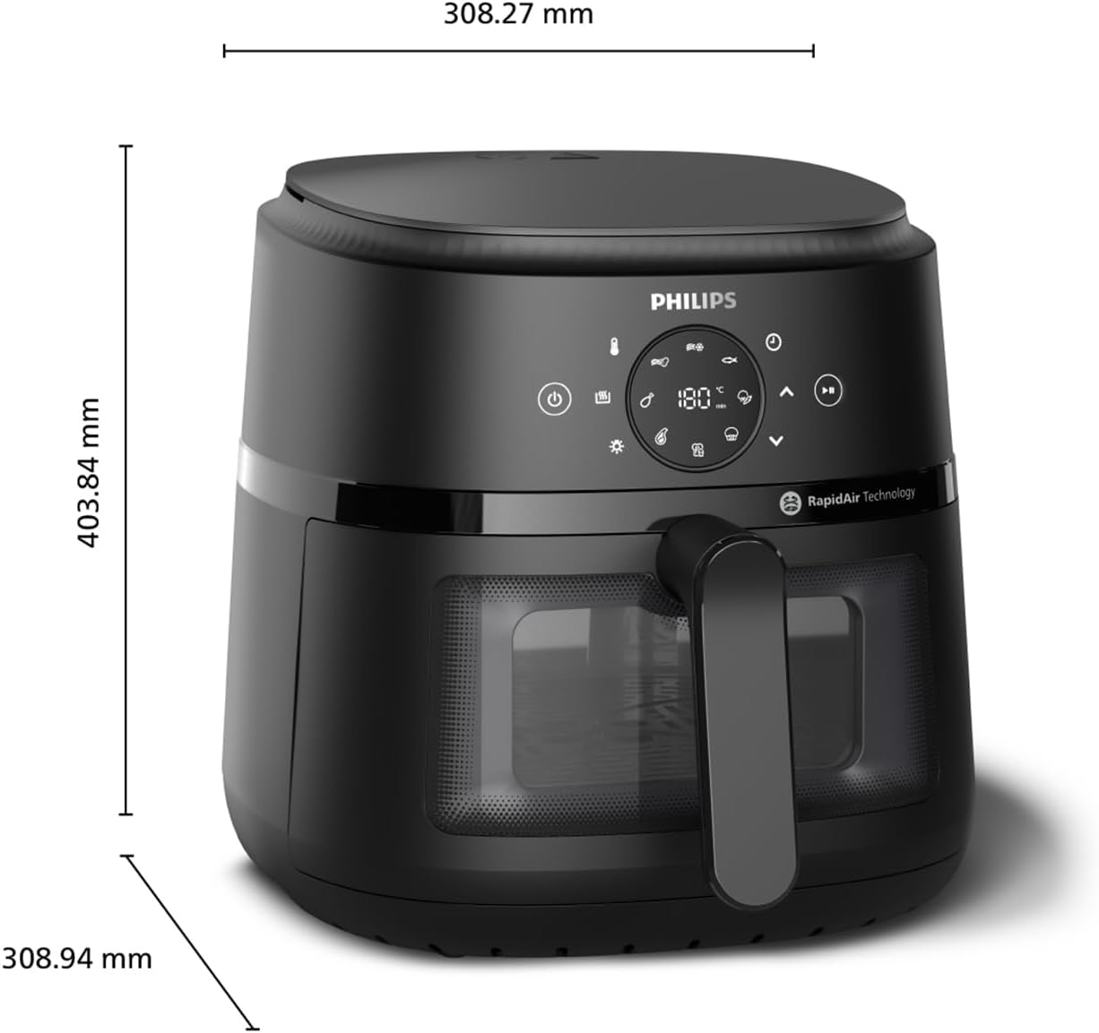 Philips Air Fryer 2000 Series 6.2L – Healthy Frying with RapidAir Technology, 13 Cooking Programs, Touchscreen, Viewing Window, Up to 90% Less Fat, Dishwasher Safe (NA230/09)