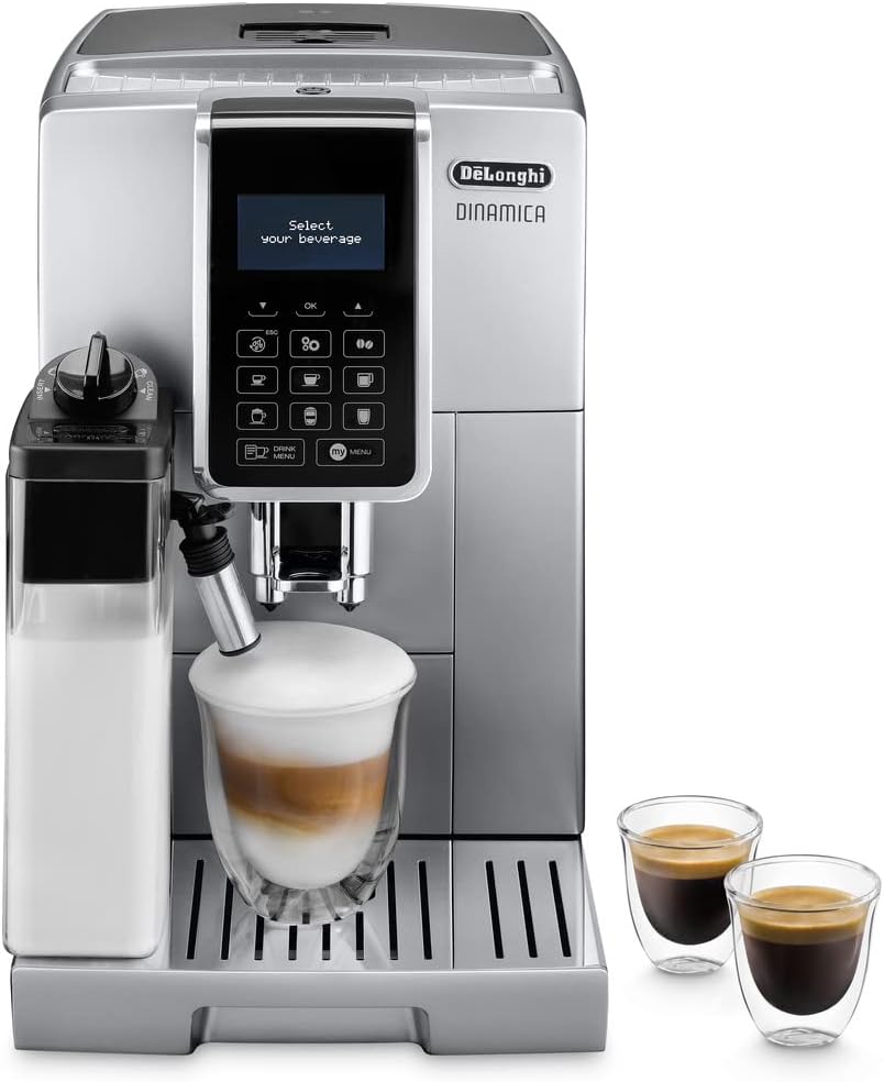 De'Longhi Dinamica, Fully Automatic Bean to Cup Coffee Machine, Cappuccino, Espresso Coffee Maker, ECAM 350.75.S, Silver & Coffee Care Kit