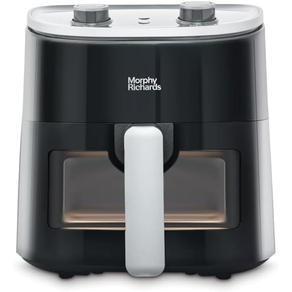Morphy Richards Digital Dual Zone Airfryer, Compact Space Saving 7.2L, Easy View Windows, Touch Screen, Non Stick Dishwasher Safe Baskets, Healthy Oil Free & Low Fat Cooking, Black, 480020
