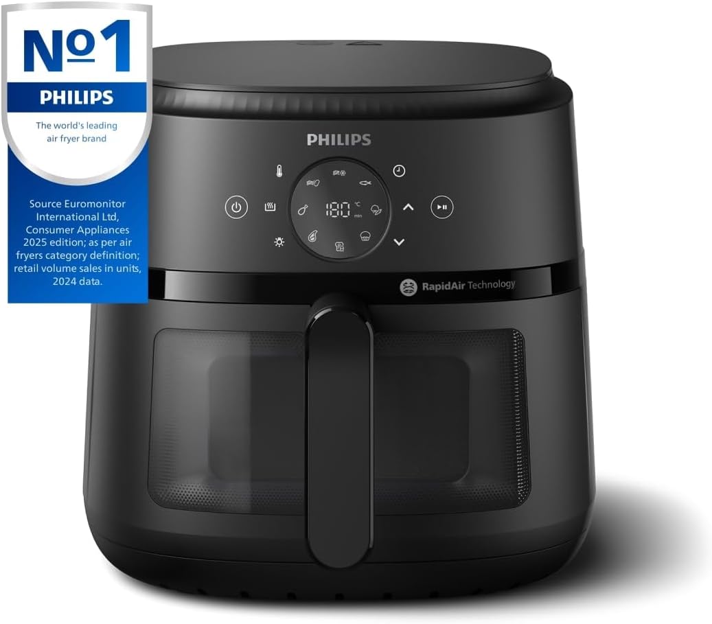 Philips Air Fryer 2000 Series 6.2L – Healthy Frying with RapidAir Technology, 13 Cooking Programs, Touchscreen, Viewing Window, Up to 90% Less Fat, Dishwasher Safe (NA230/09)