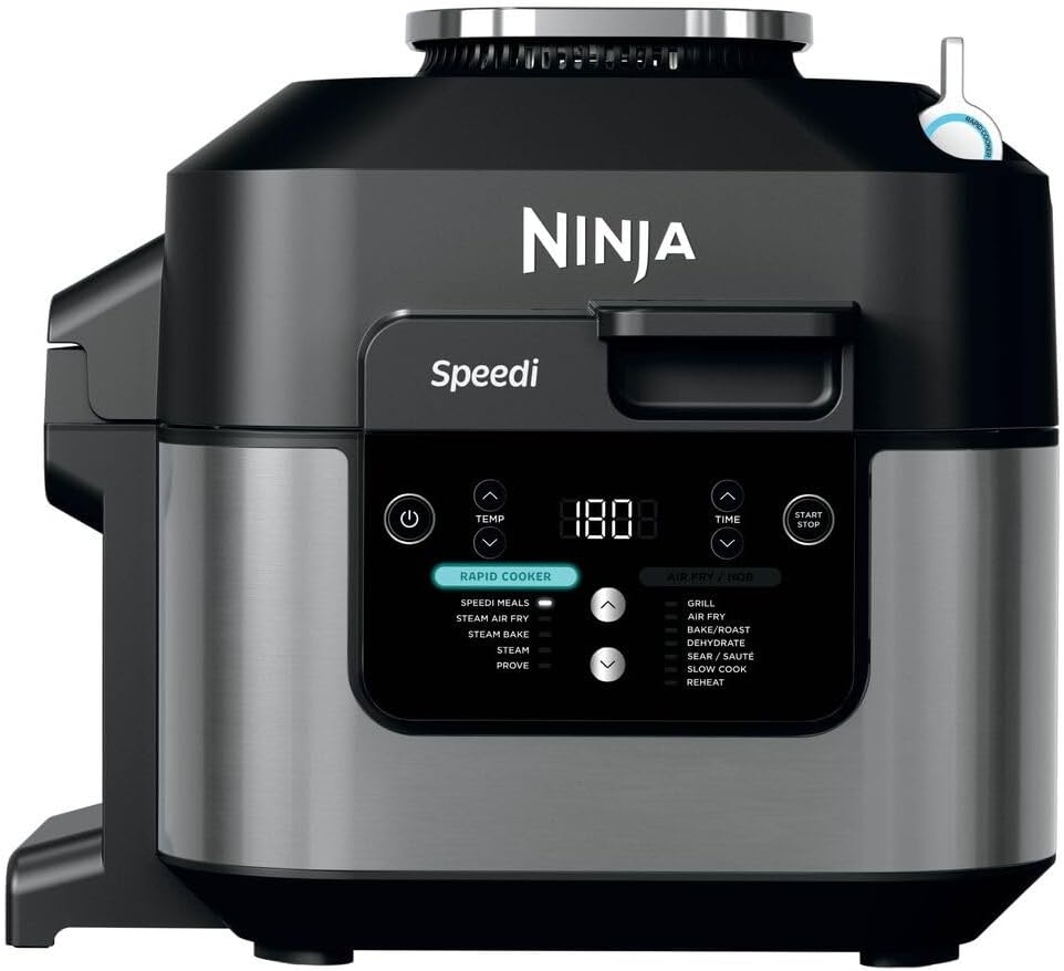 Ninja Speedi 12-in-1 Multi-Cooker, Air Fryer and Slow Cooker, 5.7L Cooking Pot, Meals for 4 in Minutes, Air Fry, Steam, Grill, Bake, Roast, Sear, Slow Cook and More, Grey ON500UK