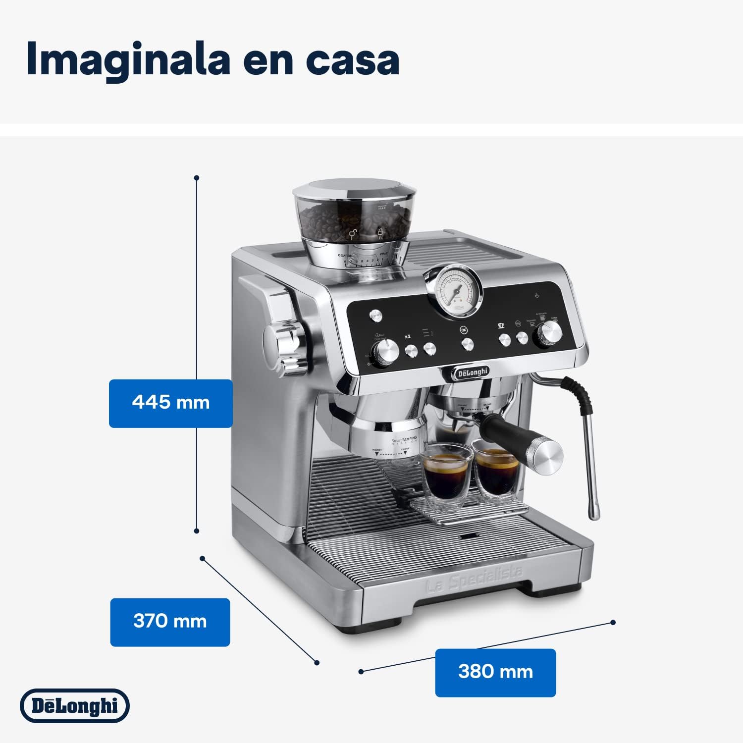 De'Longhi La Specialista Opera EC9555.M, Espresso Coffee Machine with Integrated Coffee Grinder, Cold Brew Function, Milk Frothing Wand, Includes Welcome Set Accessories, 1550W, Metal