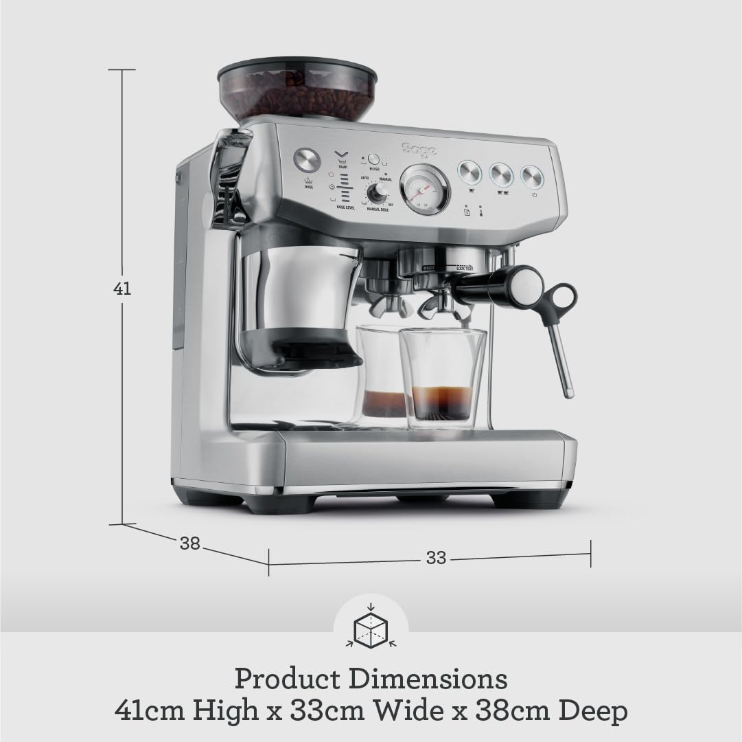 Sage - The Barista Express Impress - Bean to Cup Coffee Machine with Grinder and Milk Frother, 9 bar, PID Temperature Control, 1850 W, Cappucino, Espresso Maker,With Milk Jug, Brushed Stainless Steel