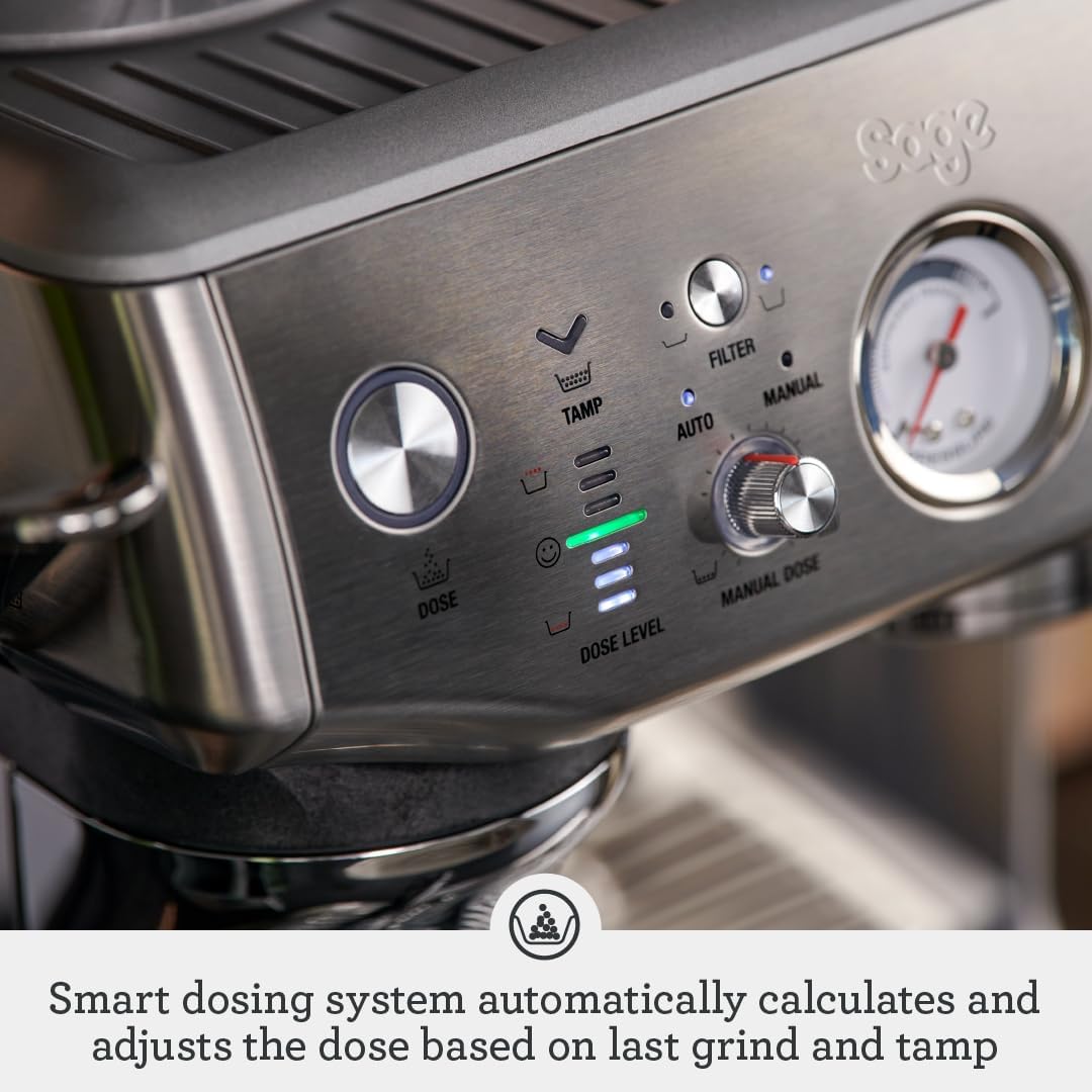 Sage - The Barista Express Impress - Bean to Cup Coffee Machine with Grinder and Milk Frother, 9 bar, PID Temperature Control, 1850 W, Cappucino, Espresso Maker,With Milk Jug, Brushed Stainless Steel