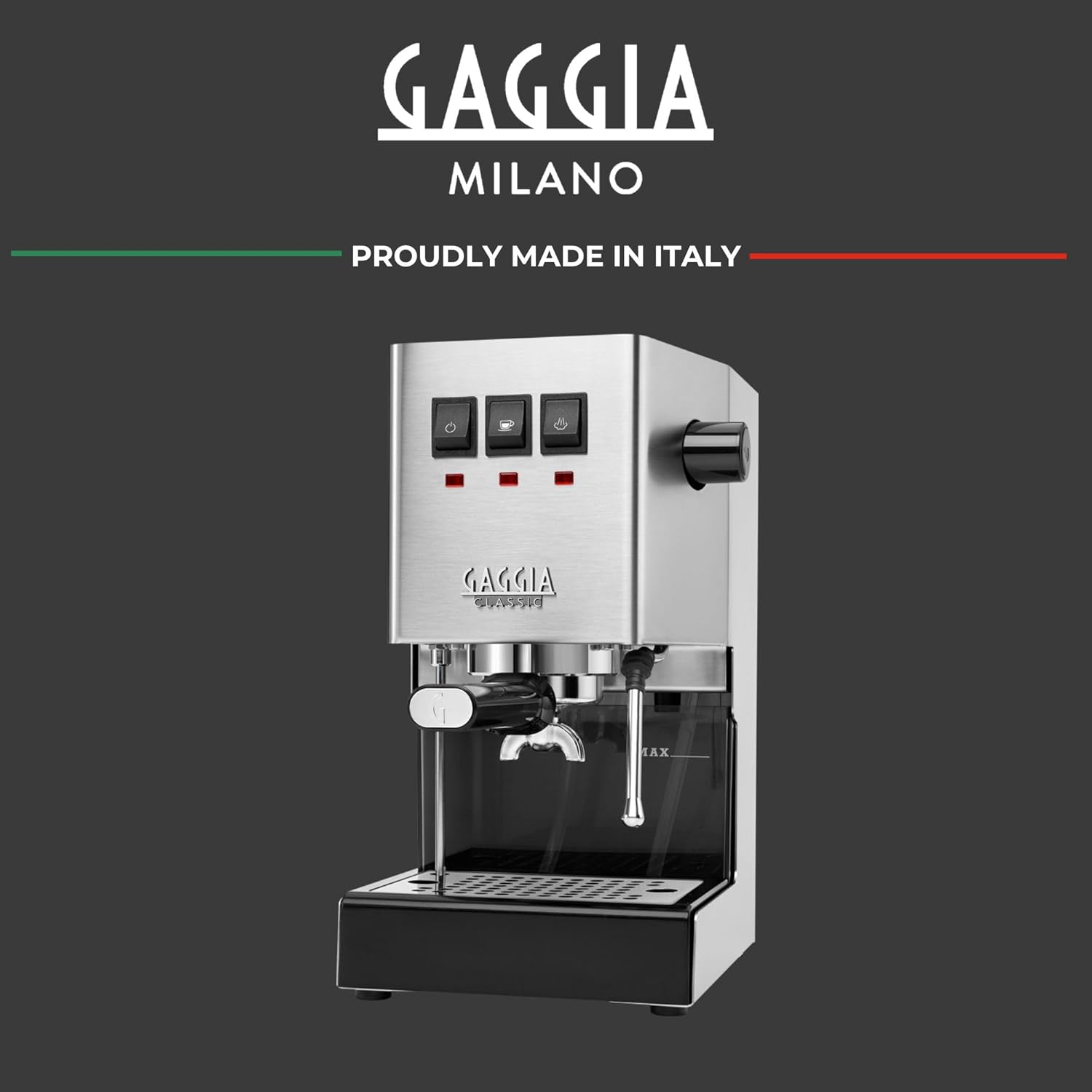 Gaggia Classic Evo Pro Manual Espresso Coffee Machine, Stainless Steel