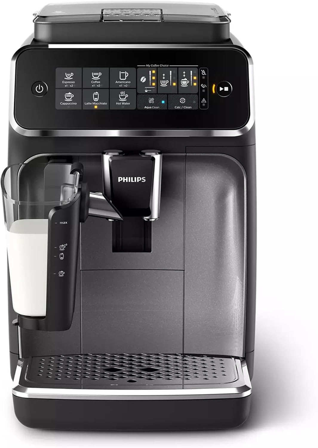 Philips 3200 Series Bean-to-Cup Espresso Machine - LatteGo Milk Frother, 5 Coffee Varieties, Intuitive Touch Display, Silver (EP3246/70)