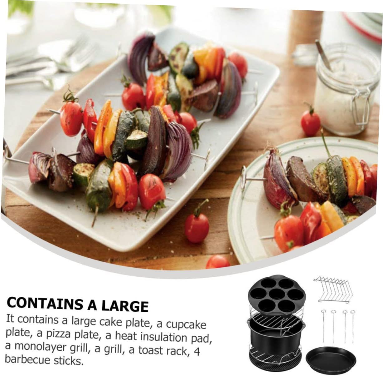 Toyvian 1 Set Air Fryer Accessories Set Black Cooking Kit with Cake Pan Pizza Pan and Grill Rack for Versatile Home Cooking and Barbecue Parties