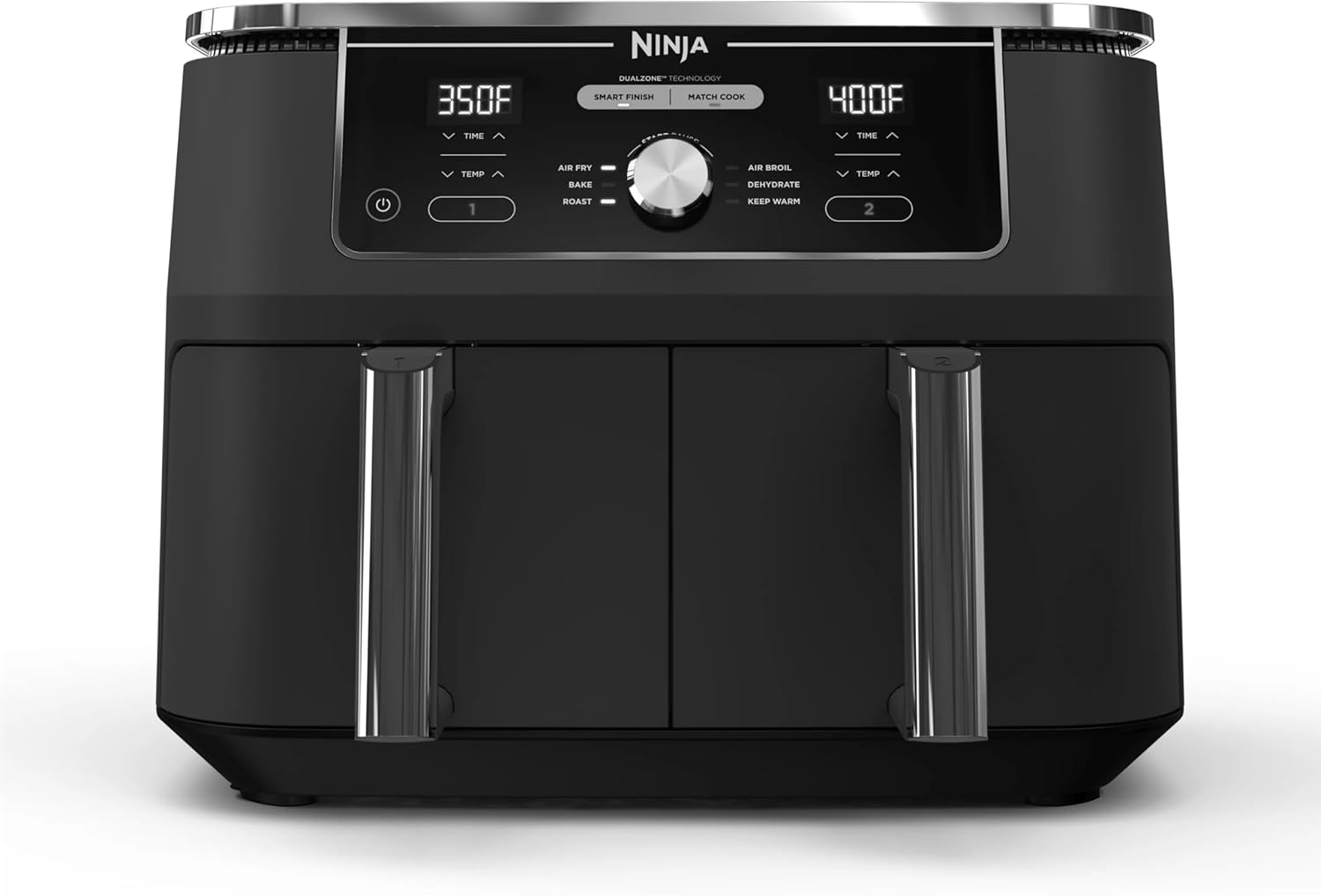 Ninja DZ401 Foodi 10 Quart 6-in-1 DualZone XL 2-Basket Air Fryer with 2 Independent Frying Baskets, Match Cook & Smart Finish to Roast, Broil, Dehydrate & More for Quick, Easy Family-Sized Meals, Grey