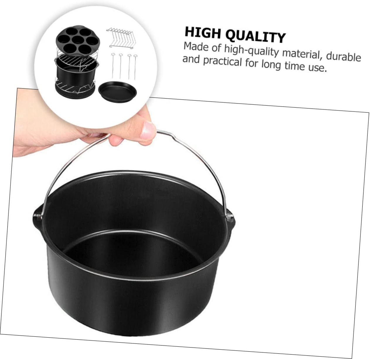Toyvian 1 Set Air Fryer Accessories Set Black Cooking Kit with Cake Pan Pizza Pan and Grill Rack for Versatile Home Cooking and Barbecue Parties