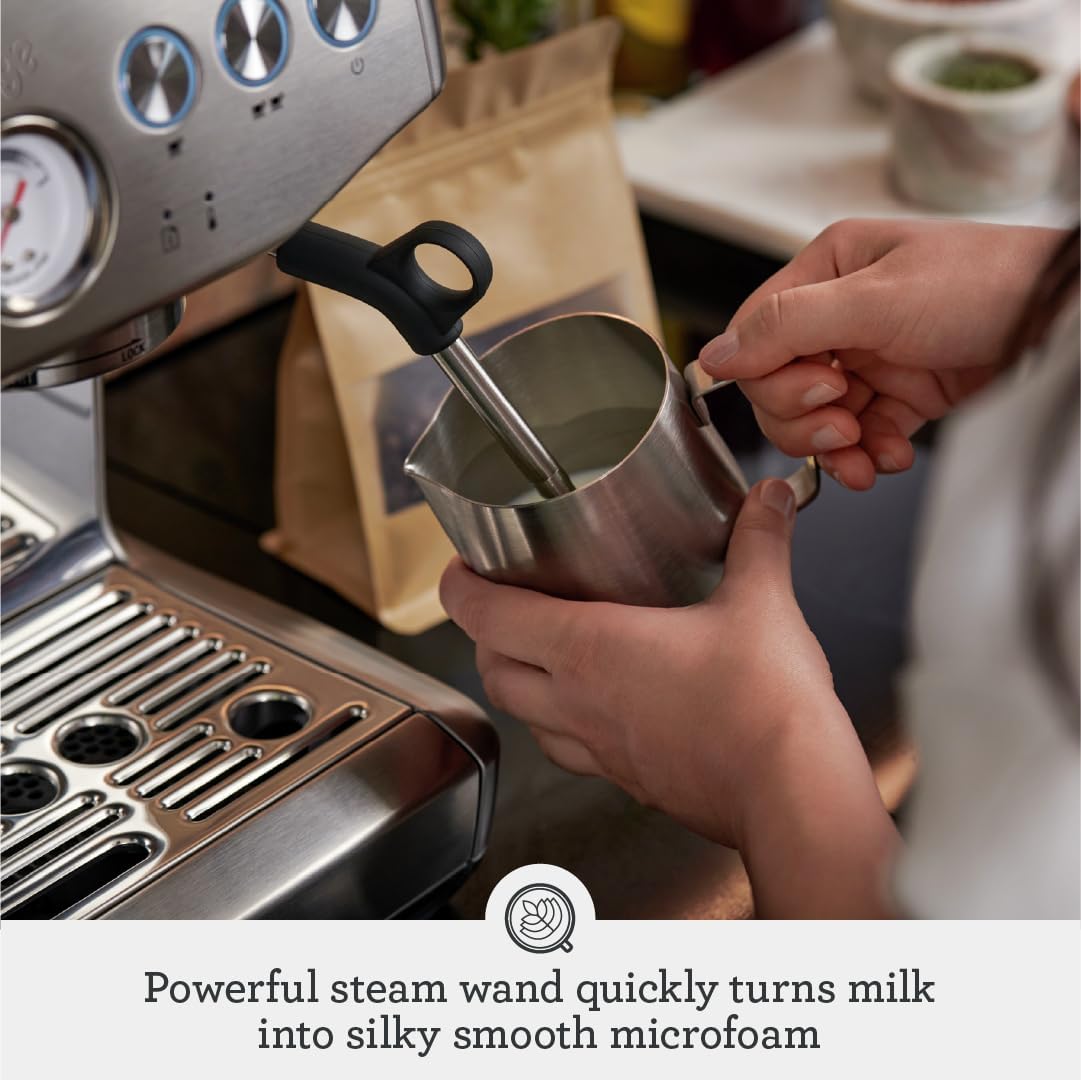 Sage - The Barista Express Impress - Bean to Cup Coffee Machine with Grinder and Milk Frother, 9 bar, PID Temperature Control, 1850 W, Cappucino, Espresso Maker,With Milk Jug, Brushed Stainless Steel