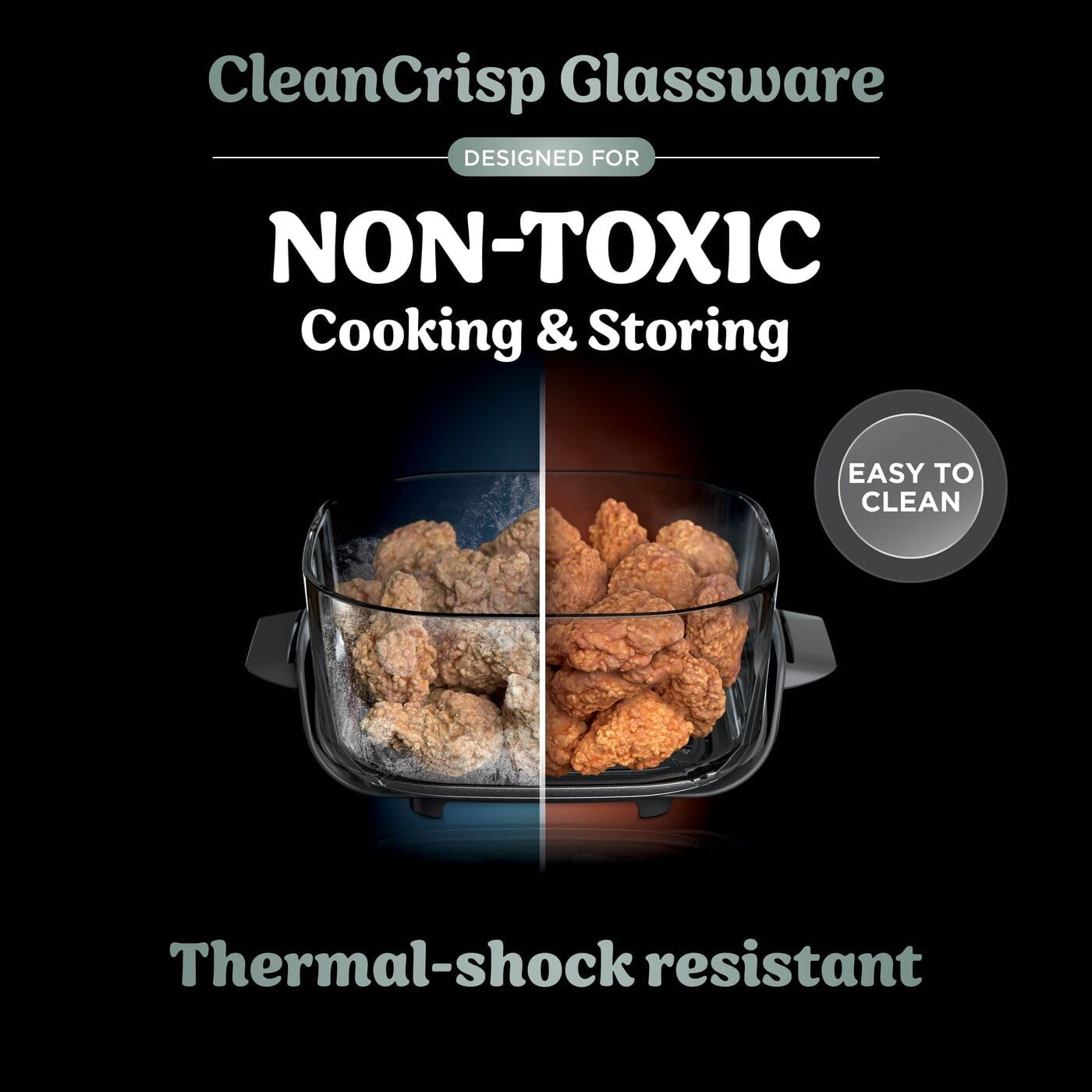 Ninja CRISPi Portable Air Fryer, 3.8L, 4-in-1: Air Fry, Roast, Keep Warm, Recrisp, Space Saving Compact Design, 2x Removable Glass Containers & Lids, 1700W, Sage FN101UKSG