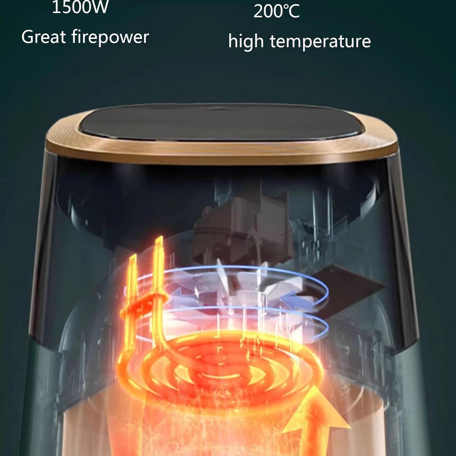 Air fryer household 12L large capacity visual multifunction oven, touch screen, removable basket, maximum temperature 200 ° C