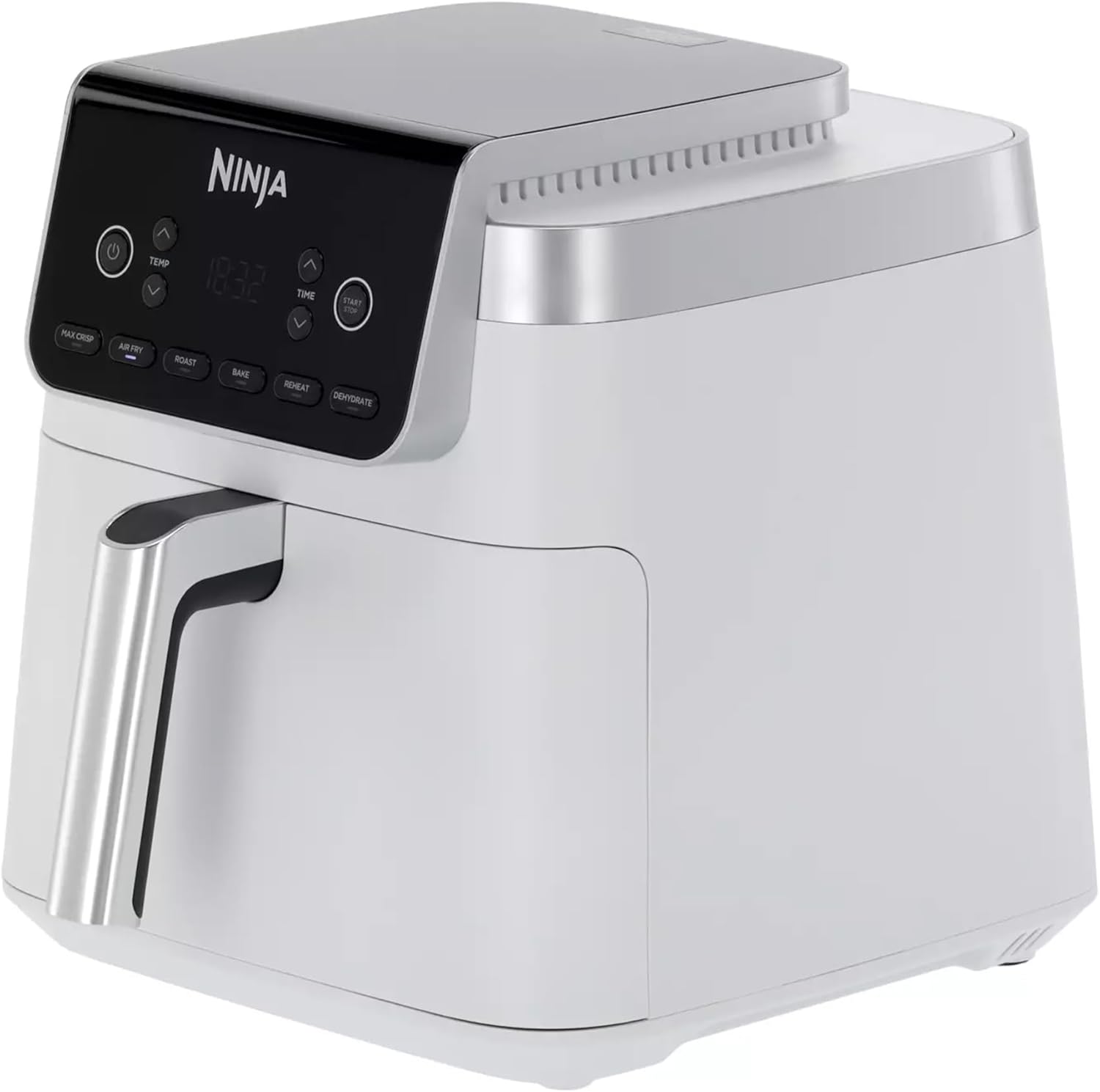 Ninja Air Fryer MAX PRO, 6.2L, Oil Free, Large Drawer, Roasting, Baking, Frying, Family, Digital, Dishwasher-Safe Basket and Hob, White AF180EUWH