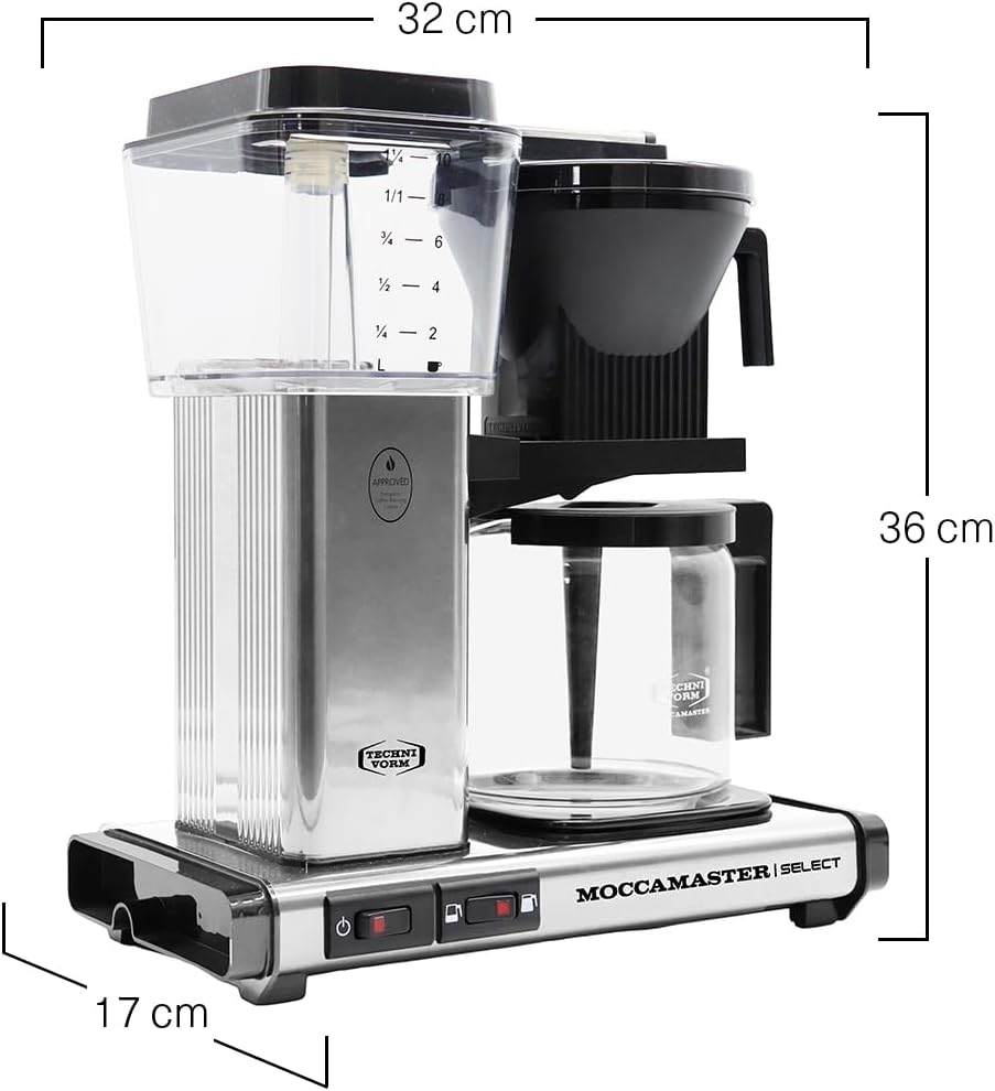 Moccamaster KBG Select, Coffee Machine, Filter Coffee Maker, Polished Silver, UK Plug, 1.25 Liters