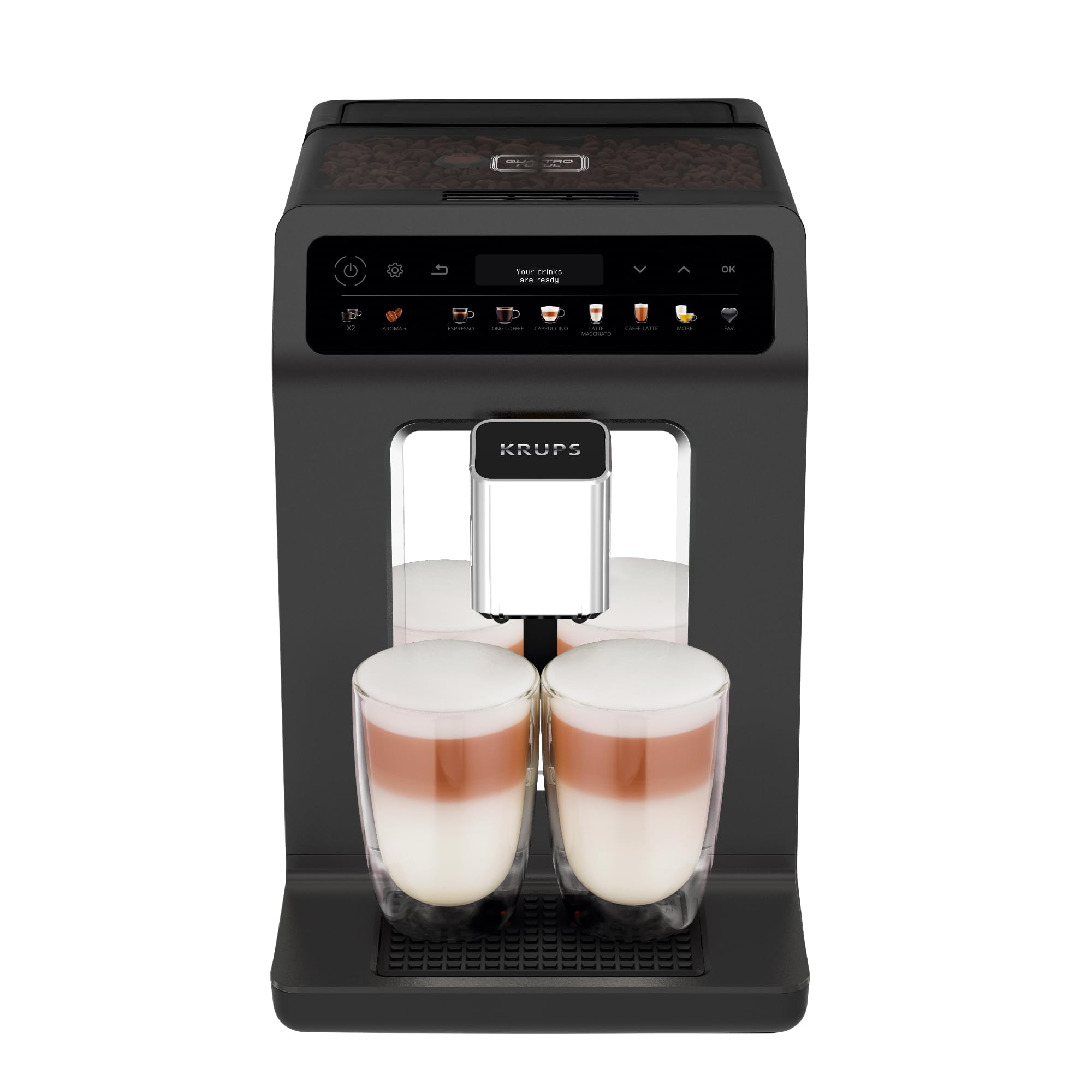 Krups Sensation C50 Fully Automatic Coffee Machine, Bean to Cup, Cappuccino & Latte Maker, Espresso, Americano, One Touch Digital Panel, Lighting Alerts, Convenient Cleaning, Custom settings, EA910840