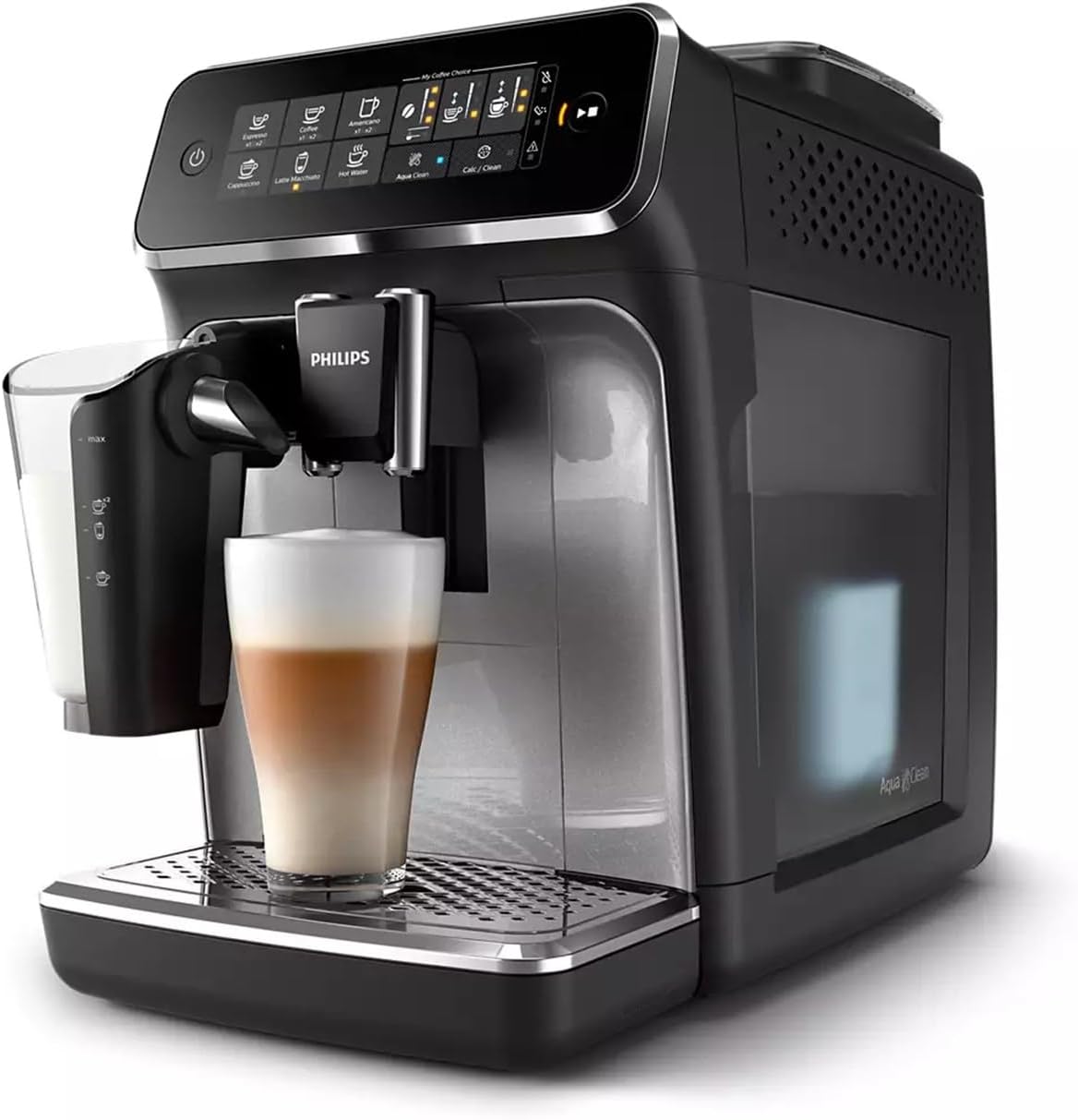Philips 3200 Series Bean-to-Cup Espresso Machine - LatteGo Milk Frother, 5 Coffee Varieties, Intuitive Touch Display, Silver (EP3246/70)