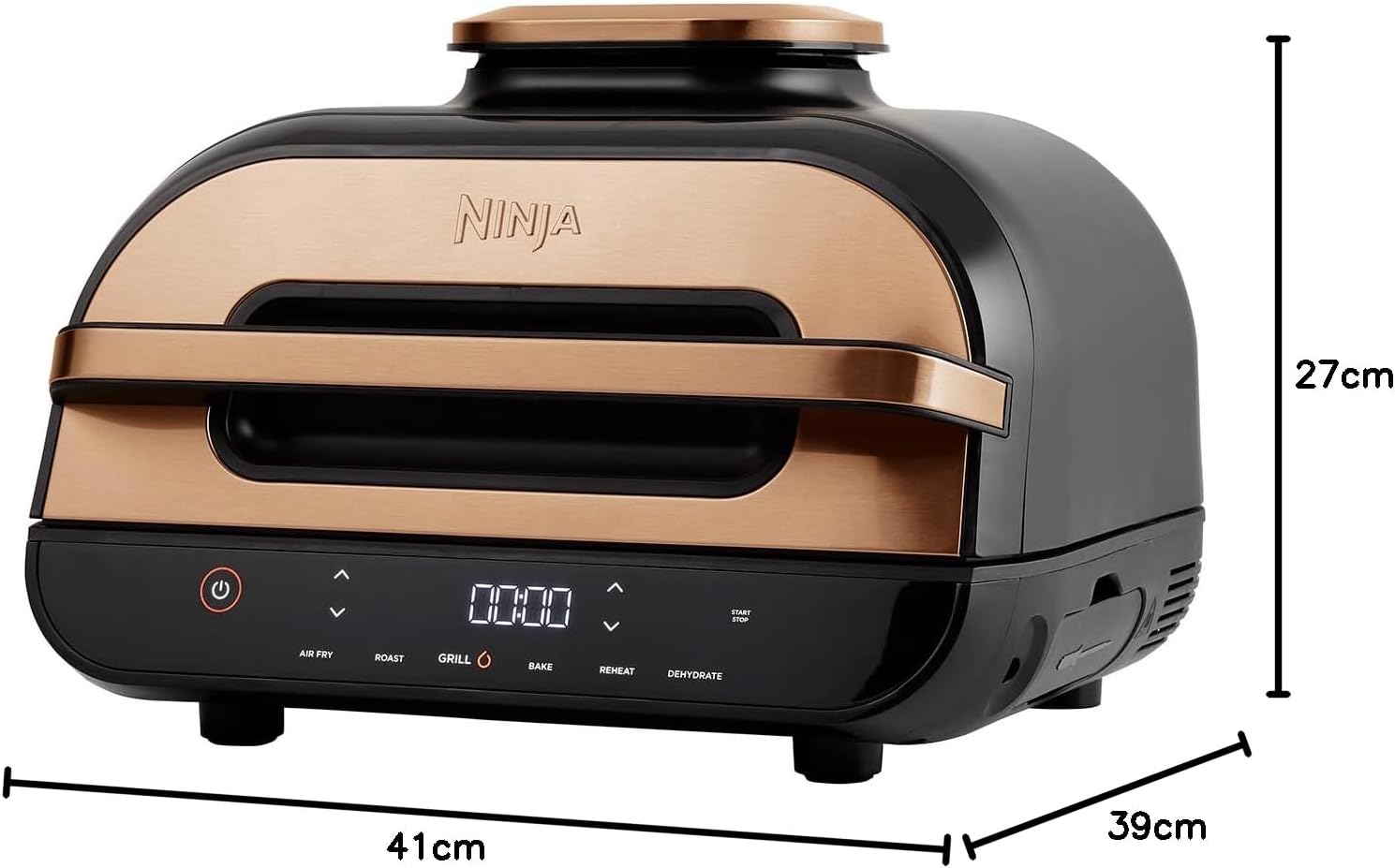 Ninja Foodi MAX Health Grill & Air Fryer 3.8L with Digital Cooking Probe, 6-in-1; Air Fry, Bake, Roast & more, Dishwasher Safe Parts, Large Grill Plate, Copper/Black Amazon Exclusive AG551UKCP