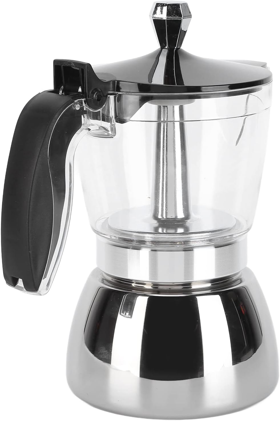 6 Cups Italian Octagonal Stainless Steel Coffee Pot for Household Brewing, Ergonomic Pot with Heat Handle, to and Use, Multiple Coffee Recipes Maker