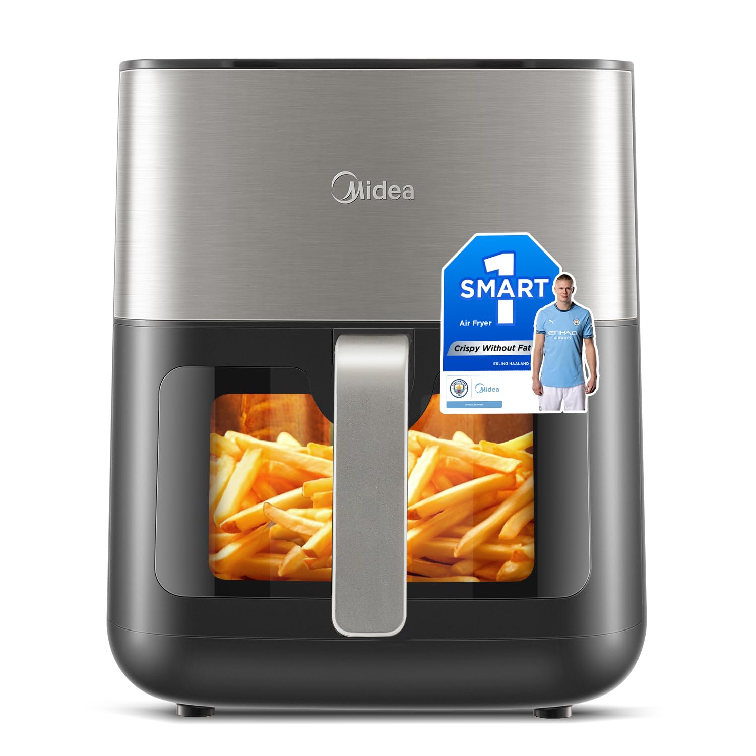 Midea 11L Dual Zone Air Fryer Oven with Wi-Fi & Alexa - 2 Independent Drawers, Visible Window, 10-in-1 Functions, Max Crisp Technology, Smart Sync Finish, Oil-Free Cooking, 2400W (Black/Rose Gold)
