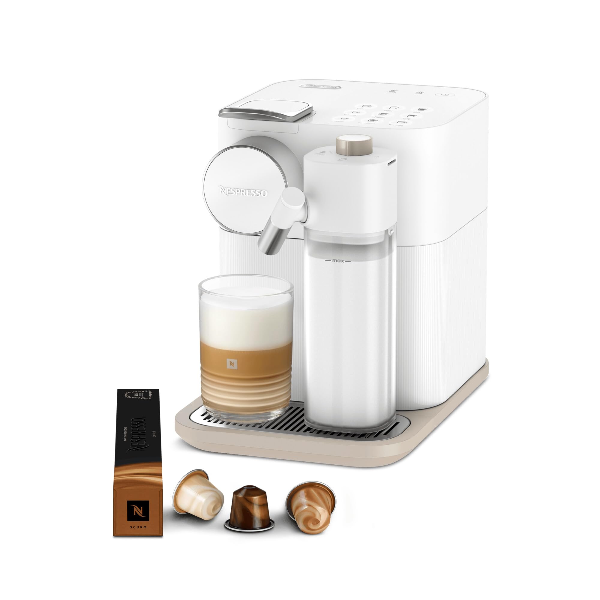 Nespresso Gran Lattissima Coffee Machine by De'Longhi for Original Coffee Pods, Latte, Cappuccino, Integrated Milk Frother, Starter Capsule Set Included, EN640.B, Black