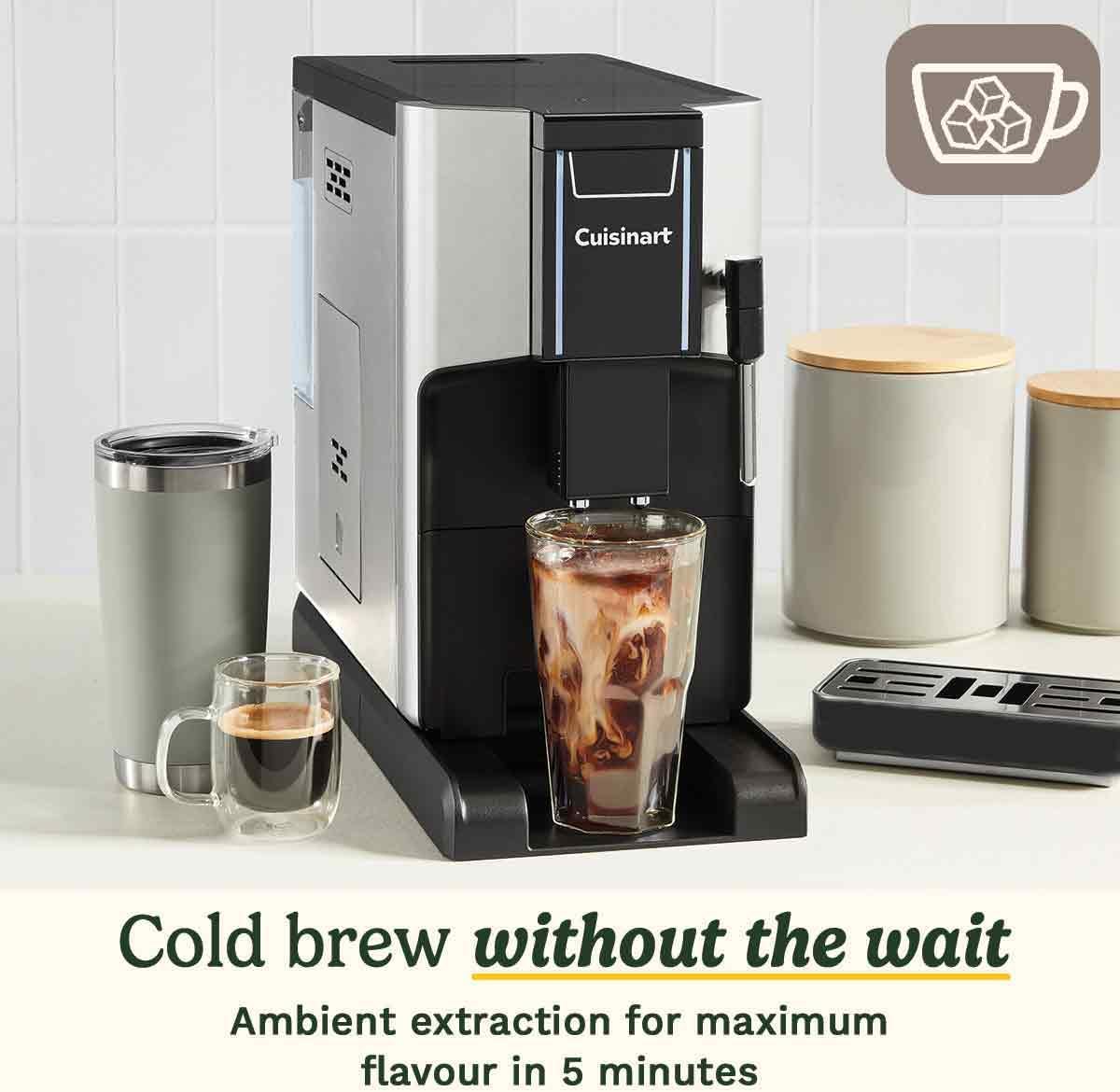 Cuisinart Fully Automatic Coffee Machine | 4 one touch coffee options | Espresso, Americano, Cold Brew | Integrated milk frother for Lattes and Cappuccino | Bean to cup