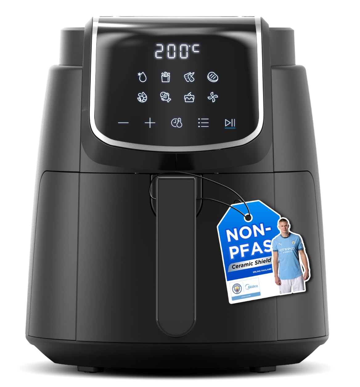 Midea 11L Dual Zone Air Fryer Oven with Wi-Fi & Alexa - 2 Independent Drawers, Visible Window, 10-in-1 Functions, Max Crisp Technology, Smart Sync Finish, Oil-Free Cooking, 2400W (Black/Rose Gold)