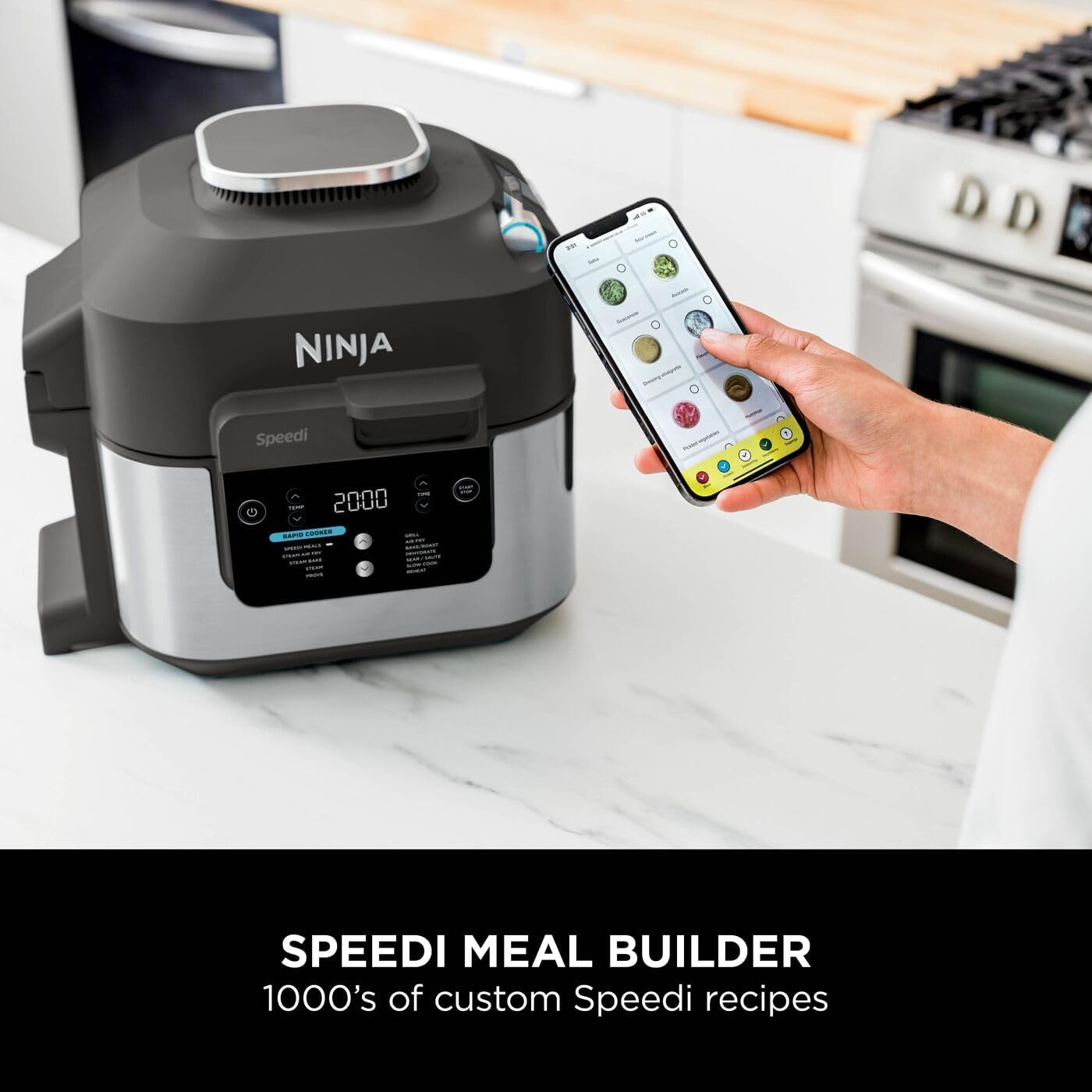 Ninja Speedi 12-in-1 Multi-Cooker, Air Fryer and Slow Cooker, 5.7L Cooking Pot, Meals for 4 in Minutes, Air Fry, Steam, Grill, Bake, Roast, Sear, Slow Cook and More, Grey ON500UK