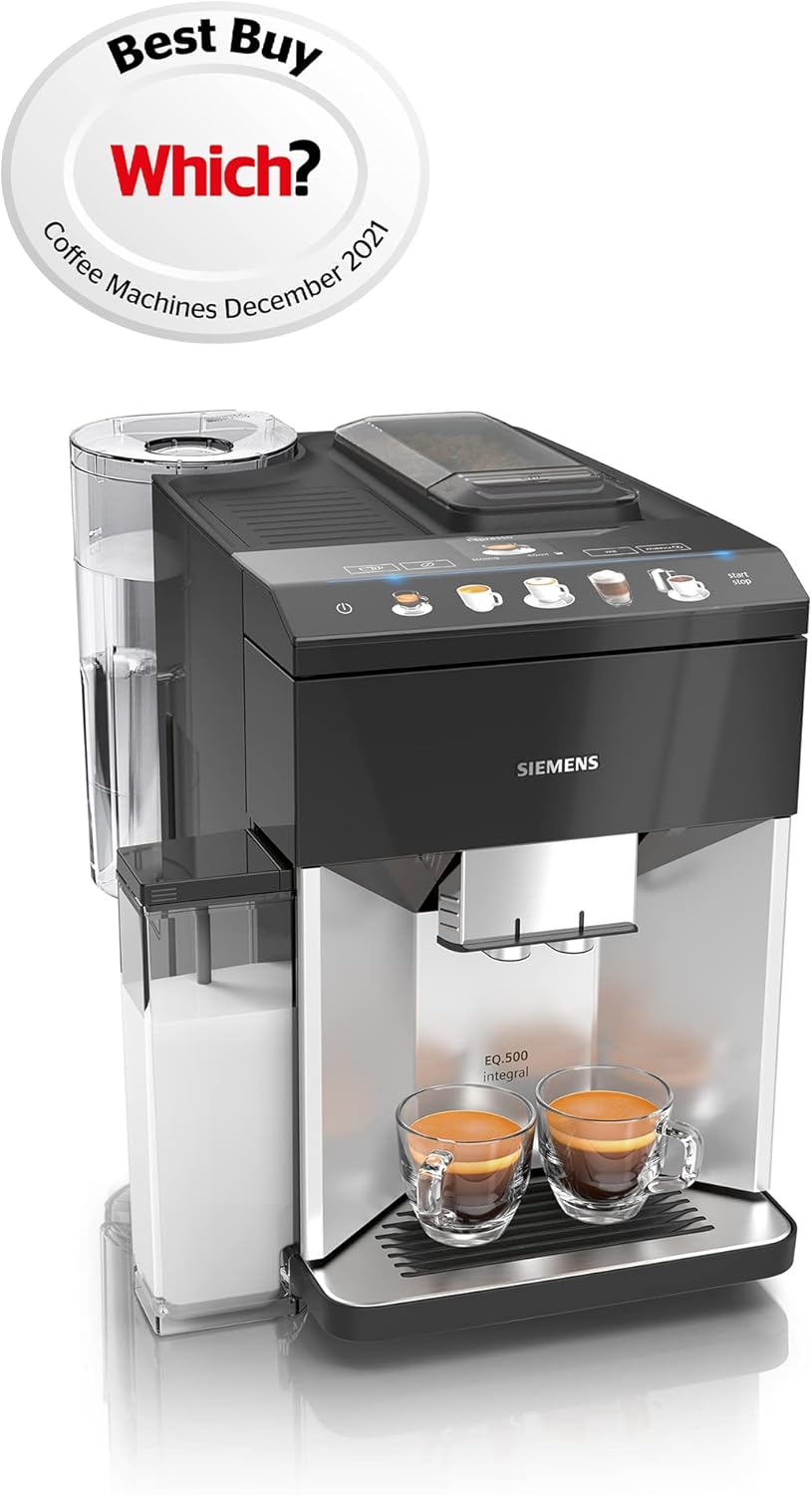 SIEMENS TQ503GB1 EQ.500 Bean to Cup Fully Automatic Freestanding Coffee Machine – Silver & Black