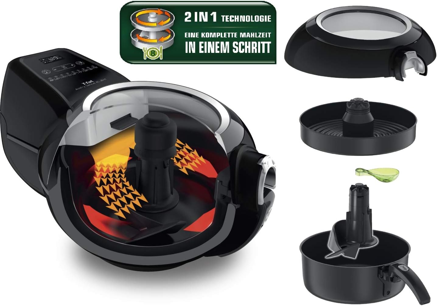 Tefal ActiFry Genius XL YV9708 2-in-1 Hot Air Fryer | 1500 Watts | Capacity: 1.7 kg | 9 Automatic Programs | 2-in-1 Technology | Black