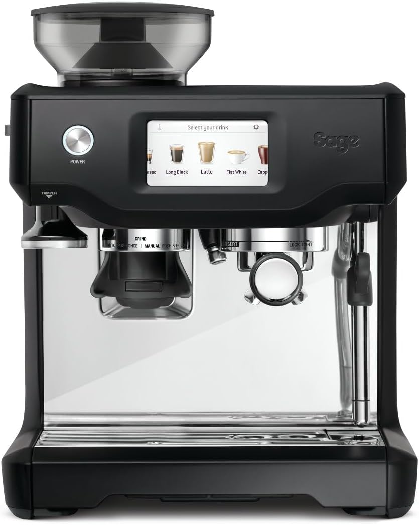 Sage - The Barista Touch - Bean to Cup Coffee Machine with Grinder, Milk Frother and With Cold Brew Fuction, Latte, Cappucino, Espresso Maker, 5 Presets, 2L, 1680 W, With Cleaning Kit, Black Truffle