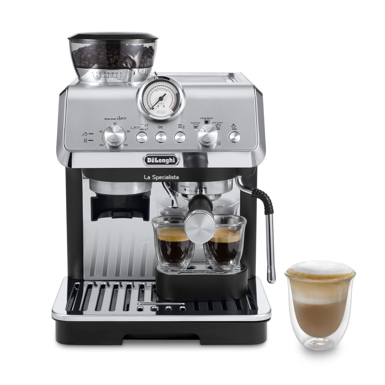 De'Longhi La Specialista Touch EC9455.M, Espresso Coffee Machine with Coffee Grinder, Cold Brew Function, Automatic or Manual Milk Frothing, Intuitive Touch Control, Includes Welcome Set, Metal