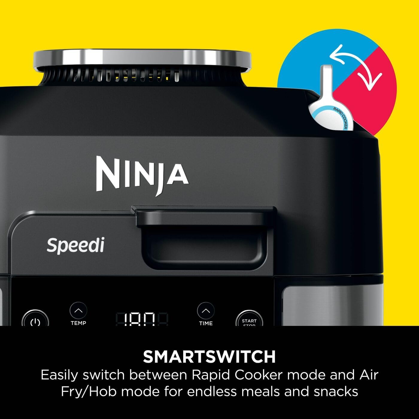 Ninja Speedi 12-in-1 Multi-Cooker, Air Fryer and Slow Cooker, 5.7L Cooking Pot, Meals for 4 in Minutes, Air Fry, Steam, Grill, Bake, Roast, Sear, Slow Cook and More, Grey ON500UK