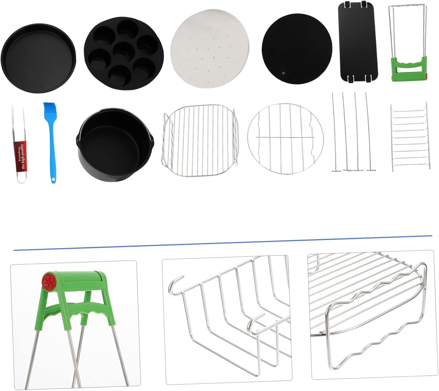 13PCS Frying Tools Set for Air Fryer Microwave Cooking Versatile Kitchen Accessories for Baking Steaming and More Non Stick Bakeware for Fryers
