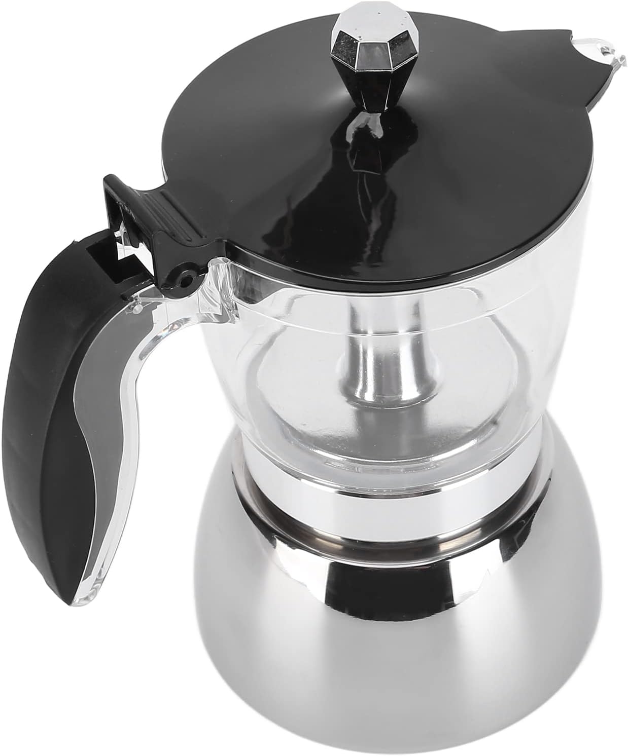 6 Cups Italian Octagonal Stainless Steel Coffee Pot for Household Brewing, Ergonomic Pot with Heat Handle, to and Use, Multiple Coffee Recipes Maker
