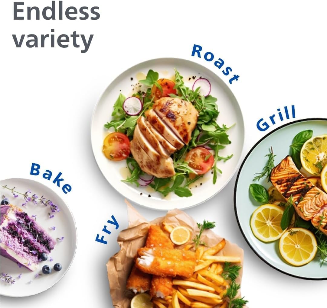 Philips Dual Basket Airfryer 3000 Series, 9L, 2 Drawer Air Fryer, with Breakfast Kit, Rapid Air Technology, Versatile Large Air Fryer for Family, 99% Less fat and Energy Saving, HomeID App (NA350/03)