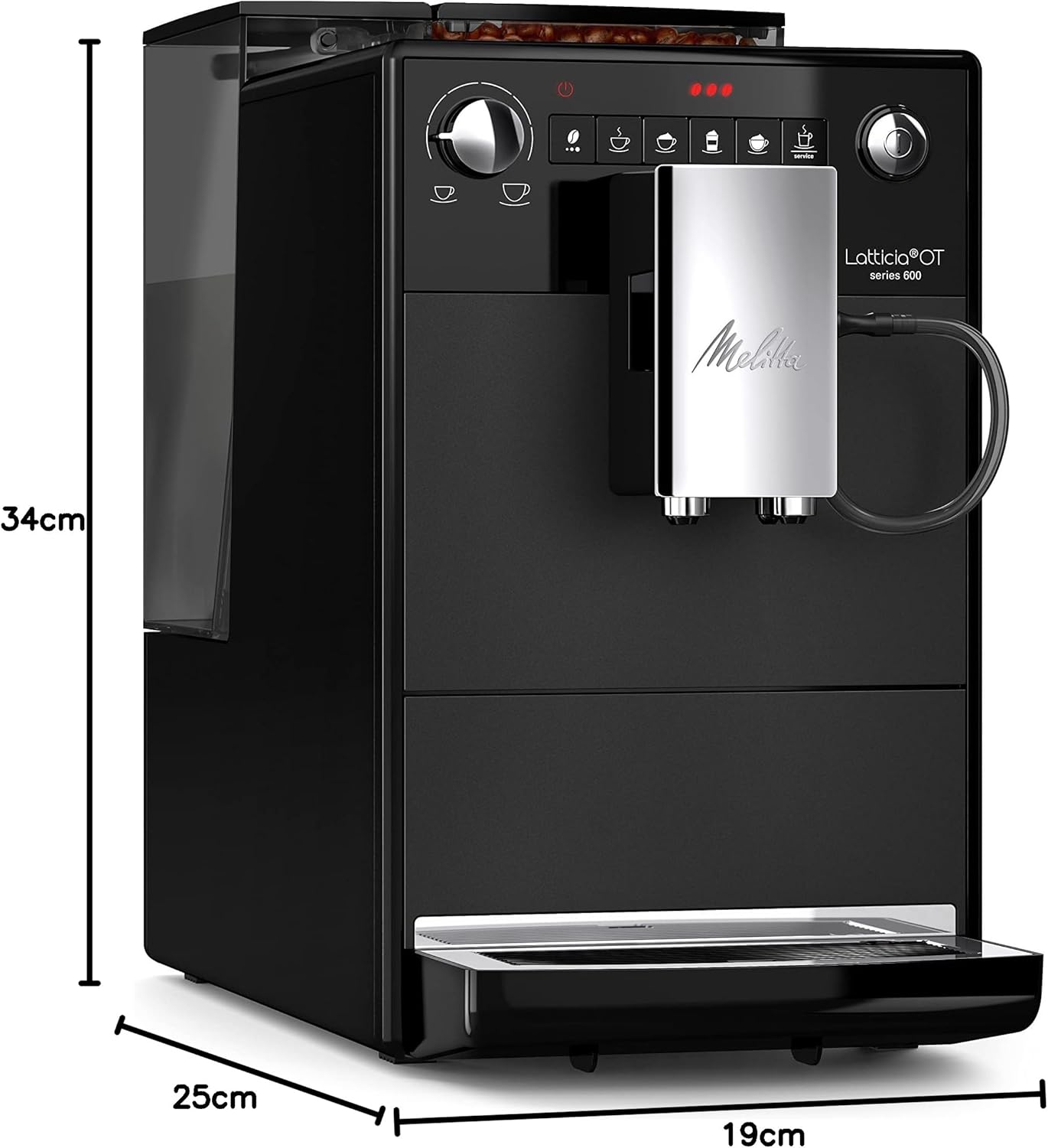 Melitta Bean-to-Cup Coffee Machine, Latticia OT, Colour: Frosted Black, F300-100
