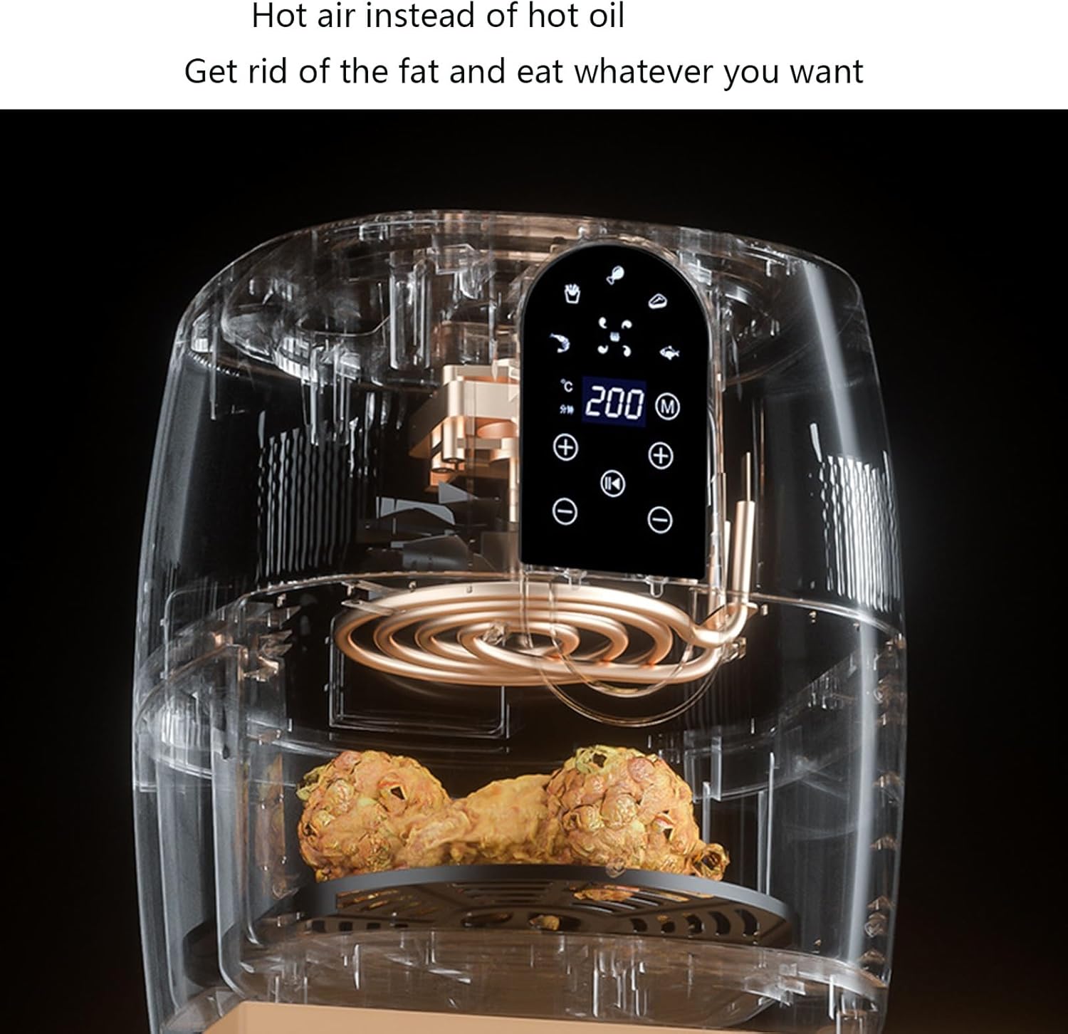 6L air fryer, household multi-functional inorganic fryer, touch screen operation,80-200℃(Roze)