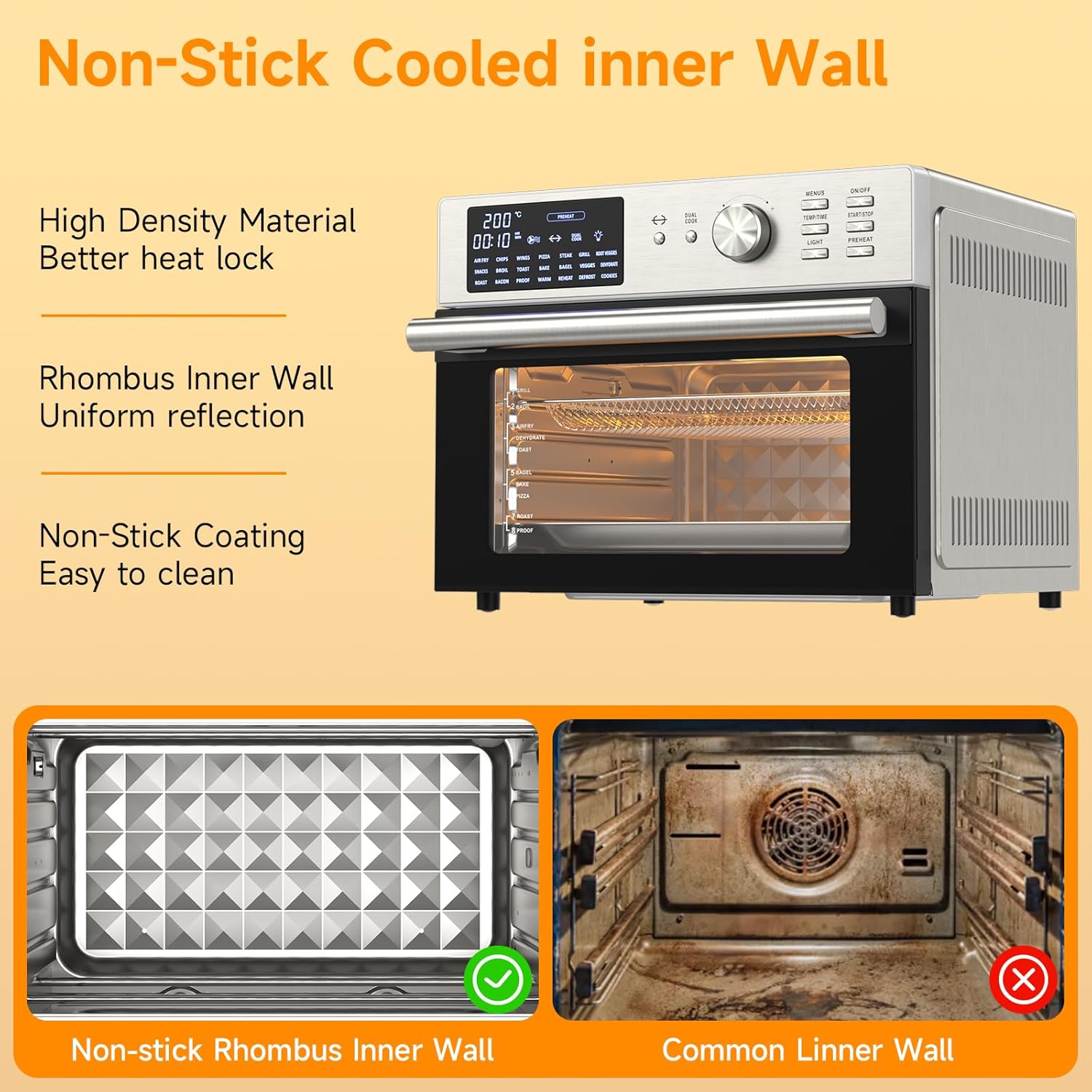 30L Air Fryer Oven With Rotisserie, 1800W & 21 Preset Mode Countertop Convection Mini Oven with Digital LCD Display, Timer & Temperature Control for Cooking, Double Glass Door, Full Accessory Set