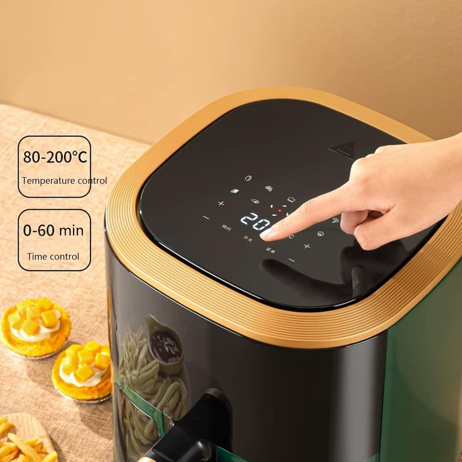 Air fryer household 12L large capacity visual multifunction oven, touch screen, removable basket, maximum temperature 200 ° C