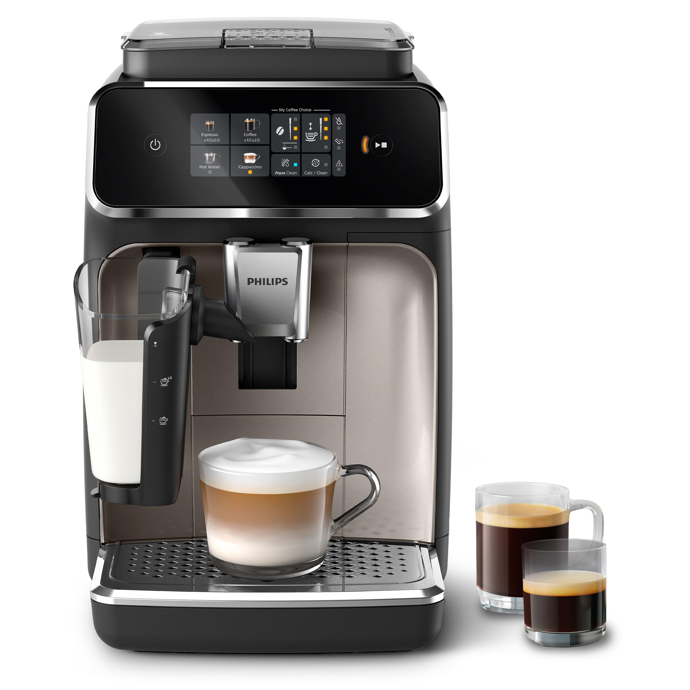 Philips 3300 Series Bean to Cup Coffee Machine – 6 Hot & Iced drinks, LatteGo Milk Frother, Fastest-to-Clean, 40% Quieter, Ceramic Grinder, Fully Automatic Espresso & Cappuccino maker – EP3347/90