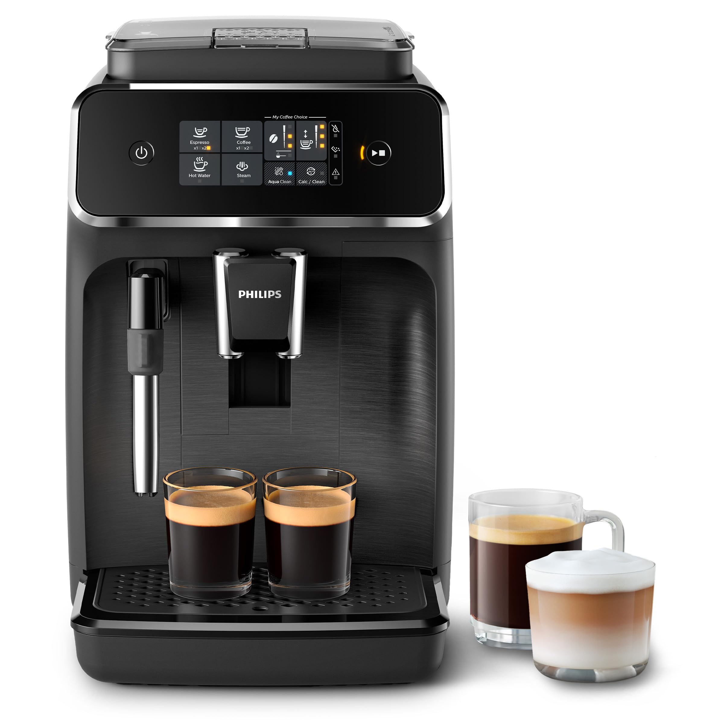 Philips 3300 Series Bean to Cup Coffee Machine – 6 Hot & Iced drinks, LatteGo Milk Frother, Fastest-to-Clean, 40% Quieter, Ceramic Grinder, Fully Automatic Espresso & Cappuccino maker – EP3347/90