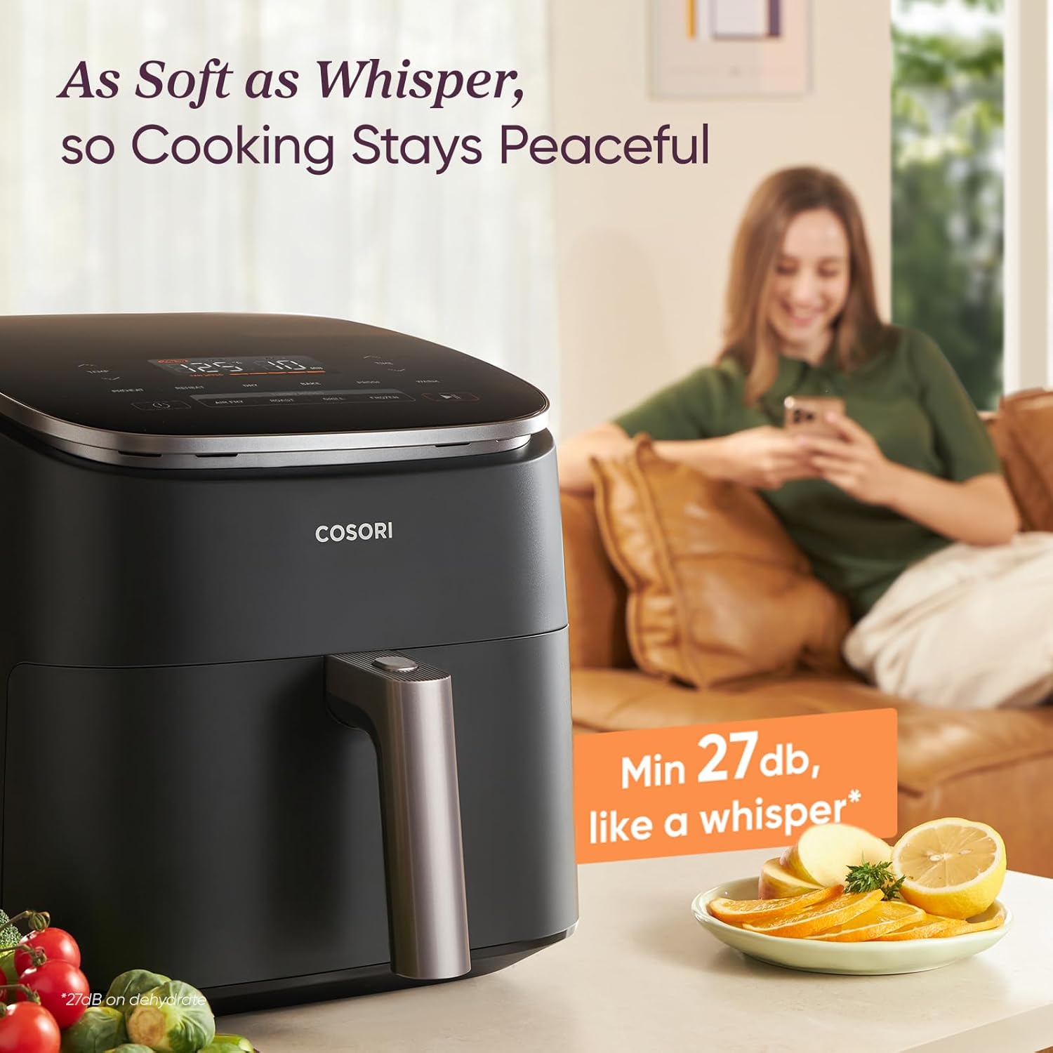 COSORI Air Fryer TurboBlaze, 6L Compact Design, 9 Functions with 5 Auto Fan Speeds Airflow System, Fast and Energy Saving, 30โ to 230โ, Quiet, 110+ Recipes, Oil Free, Non-stick, Dishwasher Safe