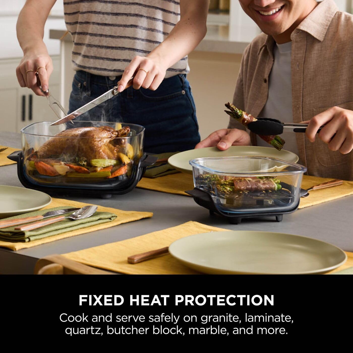 Ninja CRISPi Portable Air Fryer, 3.8L, 4-in-1: Air Fry, Roast, Keep Warm, Recrisp, Space Saving Compact Design, 2x Removable Glass Containers & Lids, 1700W, Sage FN101UKSG