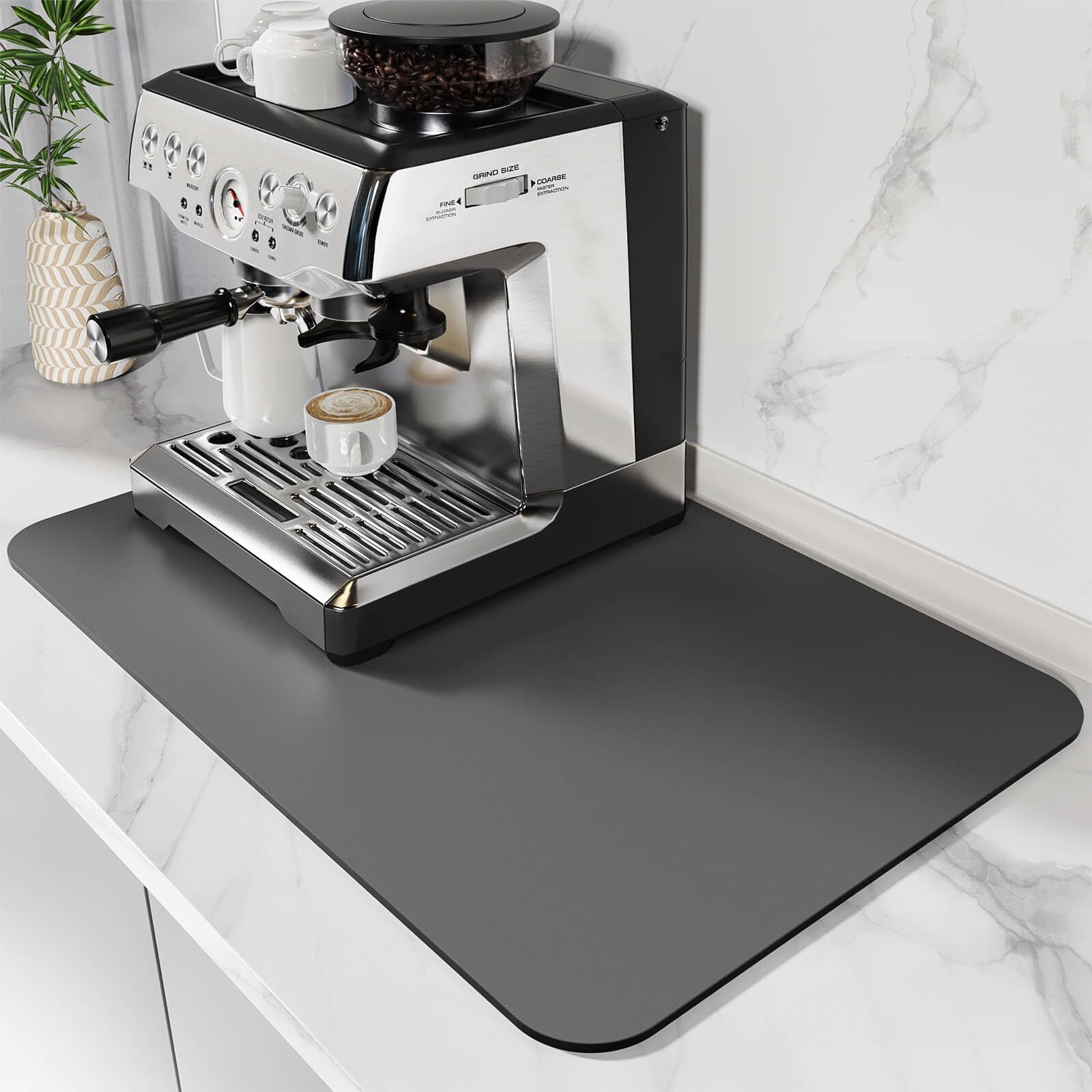 DK177 Coffee Bar Mat - Hide Stain Absorbent Drying Mat with Waterproof Rubber Backing - Fit Under Coffee Maker, Machine, Pot or Espresso Machine (19''X12'')