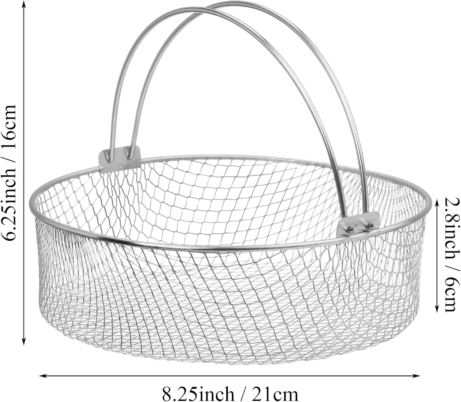 Elsjoy 2 Pack 8 Inch Stainless Steel Air Fryer Basket, Instant Pot, Oven, Steamer Replacement Accessory Mesh Basket with Handle