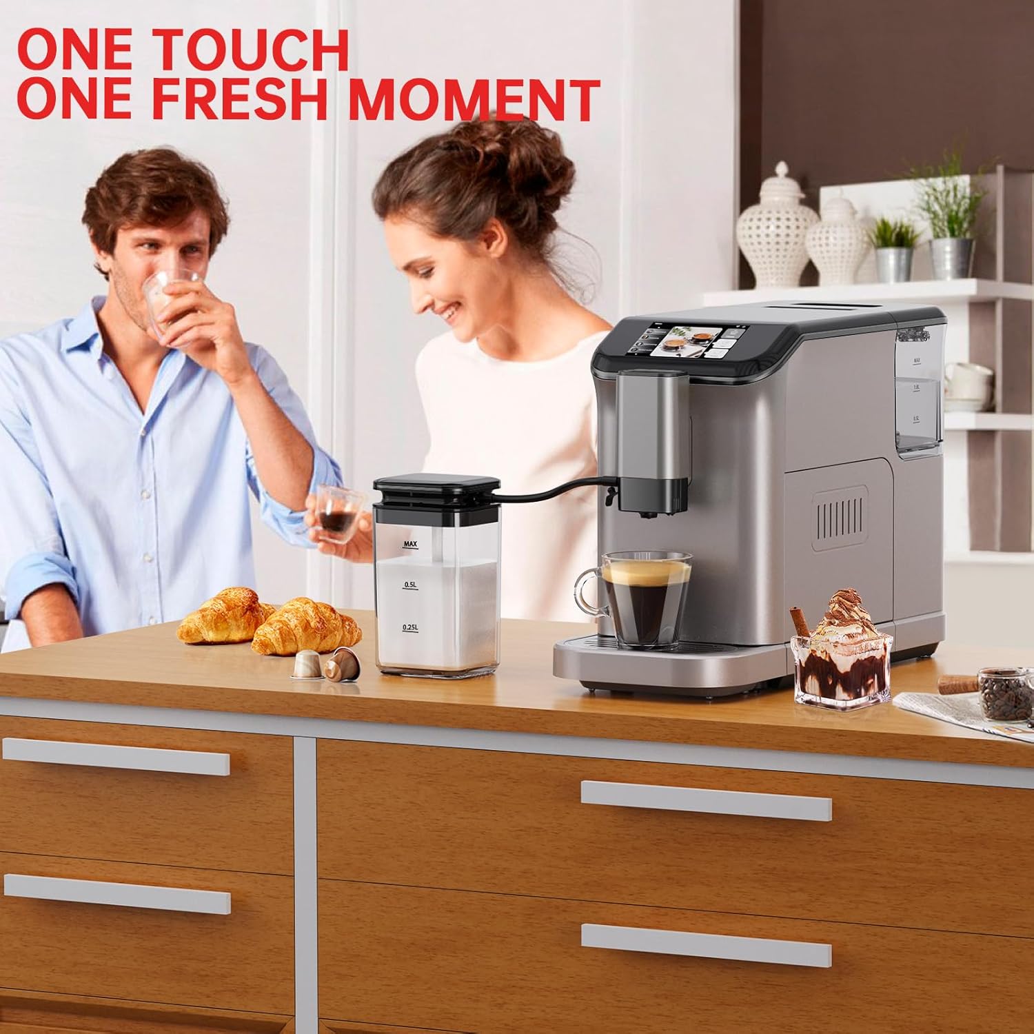 3300 Series Fully Automatic Espresso Machine with Touchscreen, Self-Cleaning Milk Frother & 6 One-Touch Recipes, Coffee Machine for Home/Office Use